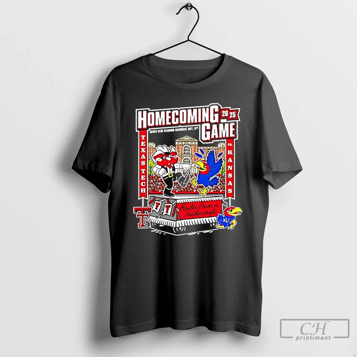 Texas Tech Vs Kansas 2025 Homecoming Gameday - Adult & Kids T-Shirts, Sweatshirts & Hoodies apparel design preview 1