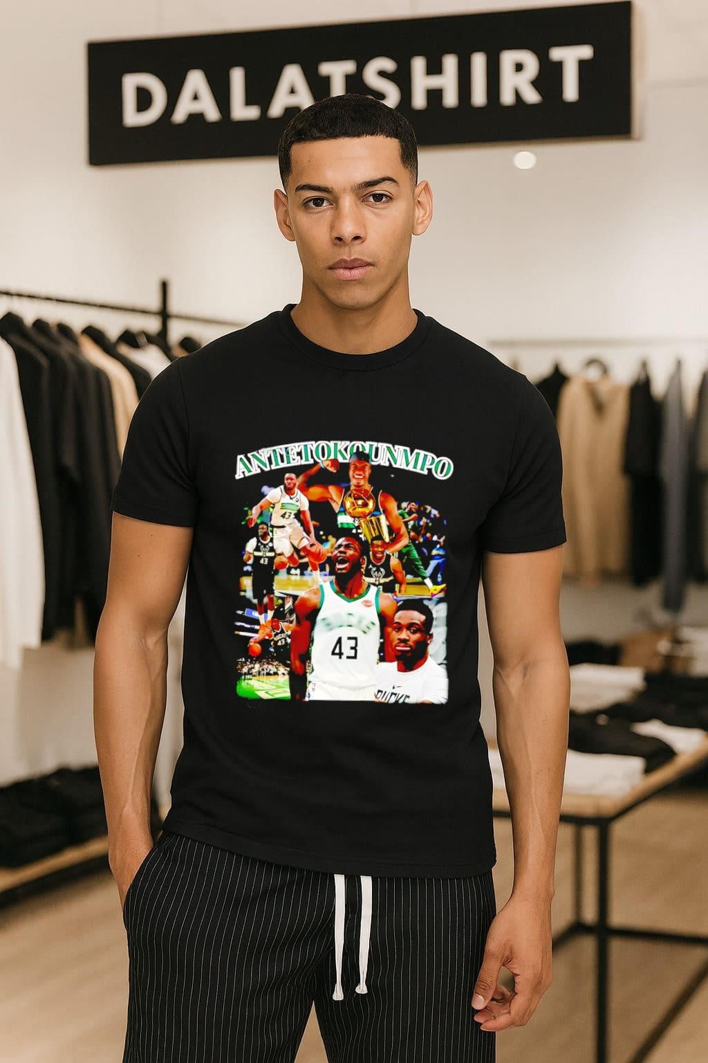 Thanasis Antetokounmpo Milwaukee Bucks 43 Basketball - Adult & Kids T-Shirts, Sweatshirts & Hoodies apparel design preview 1
