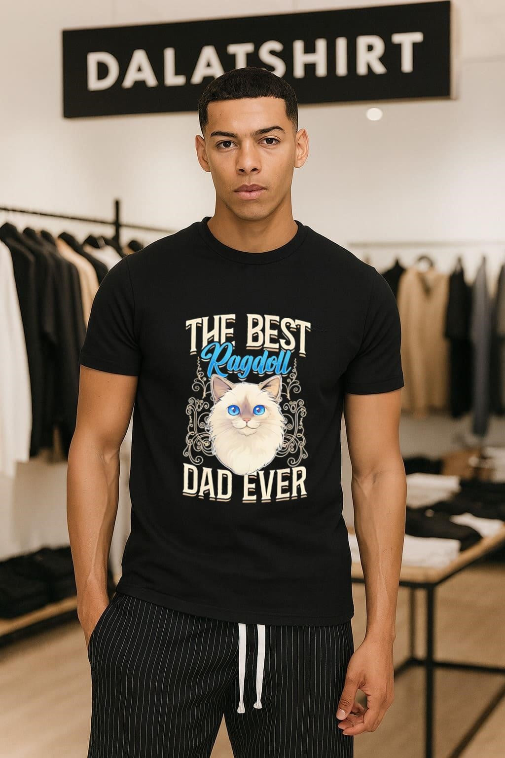 The Best Ragdoll Dad Ever Blue Eyed Cat - Adult & Kids T-Shirts, Sweatshirts & Hoodies apparel design preview 1