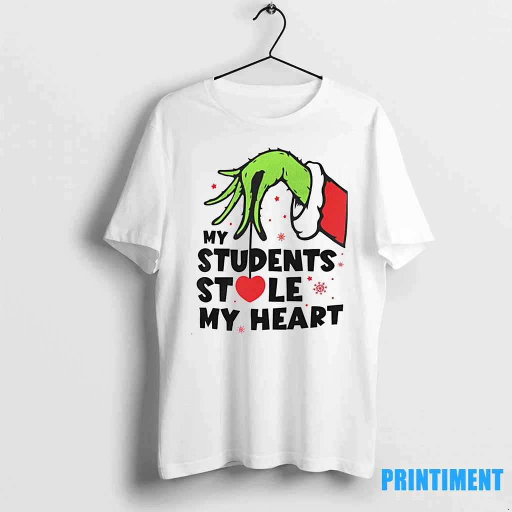 The Grinch Hand My Students Stole Heart Christmas - Adult & Kids T-Shirts, Sweatshirts & Hoodies apparel design preview 1