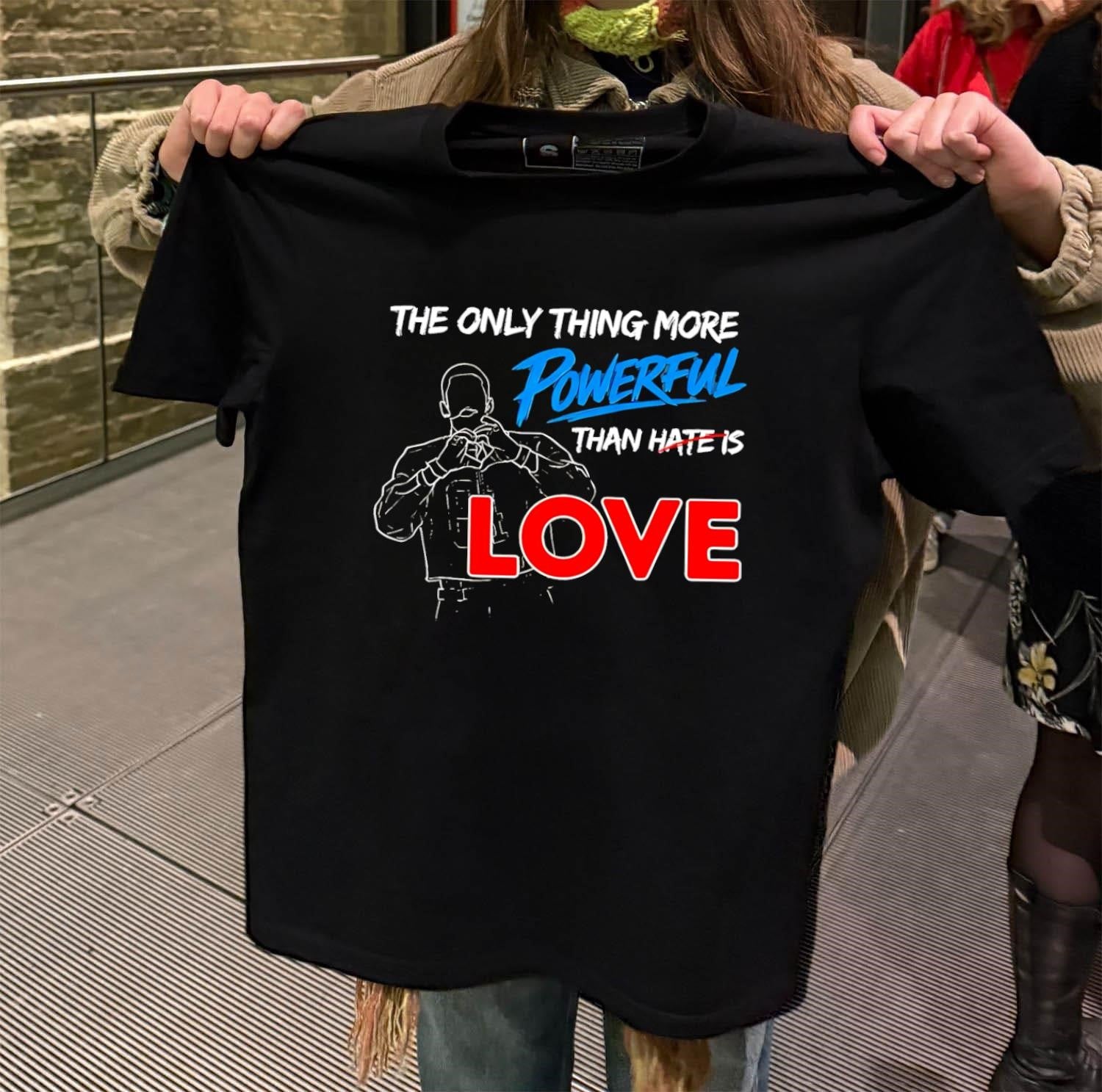 The Only Thing More Powerful Than Hate Is Love Heart - Adult & Kids T-Shirts, Sweatshirts & Hoodies apparel design preview 2