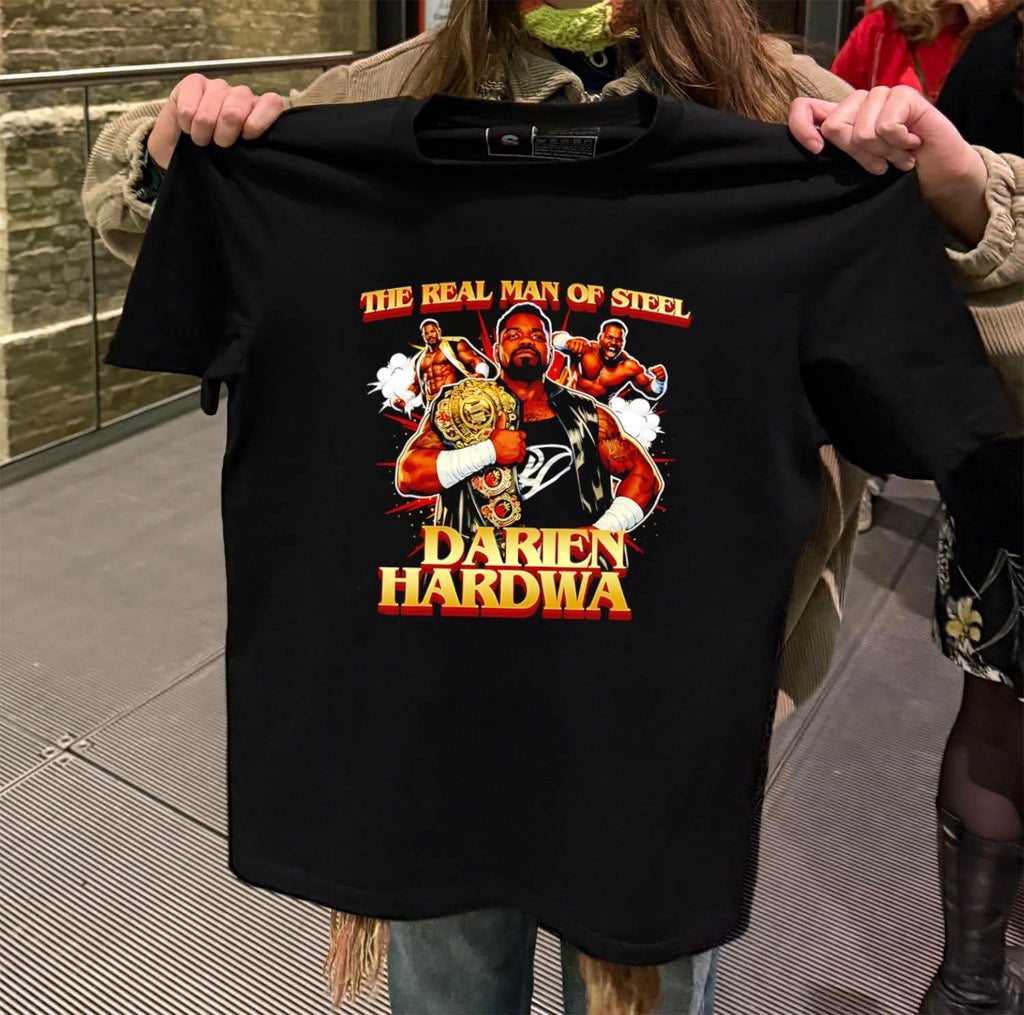 The Real Man Of Steel Darien Hardwa Wrestling - Adult & Kids T-Shirts, Sweatshirts & Hoodies apparel design preview 2