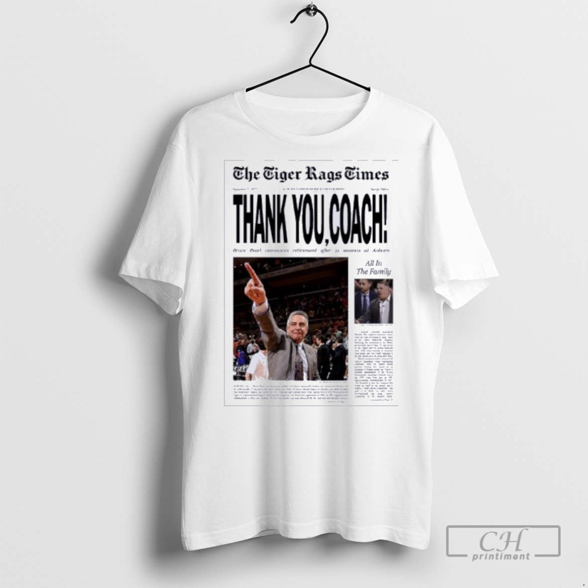 The Tigers Rags Time Bruce Pearl Thank You Coach - Adult & Kids T-Shirts, Sweatshirts & Hoodies apparel design preview 1