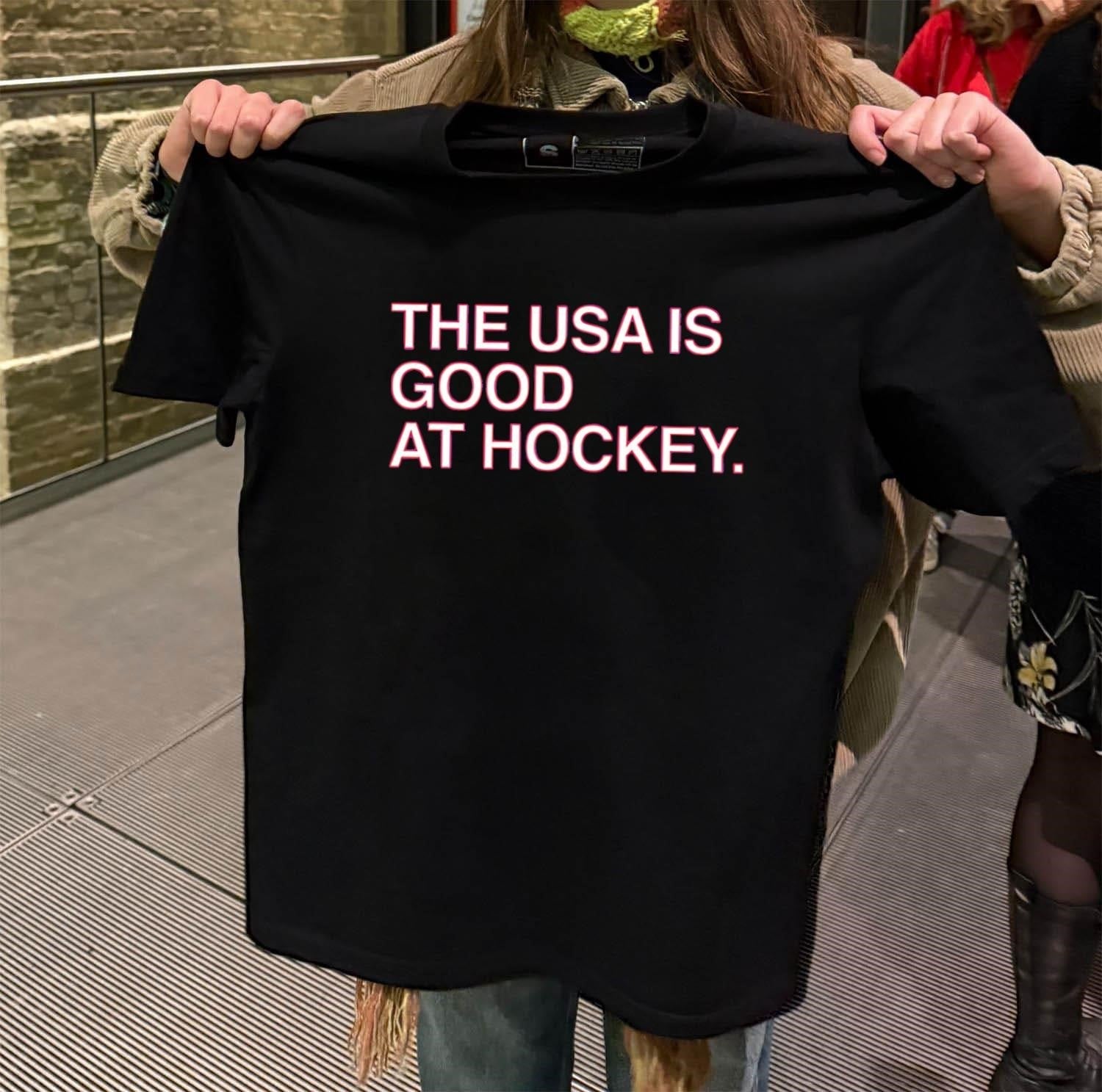 The USA Is Good At Hockey simple text - Adult & Kids T-Shirts, Sweatshirts & Hoodies apparel design preview 2