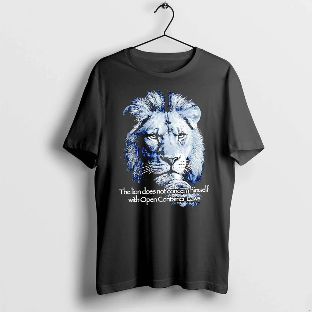 The Lion Does Not Concern Himself With Open Container - Adult & Kids T-Shirts, Sweatshirts & Hoodies apparel design preview 1
