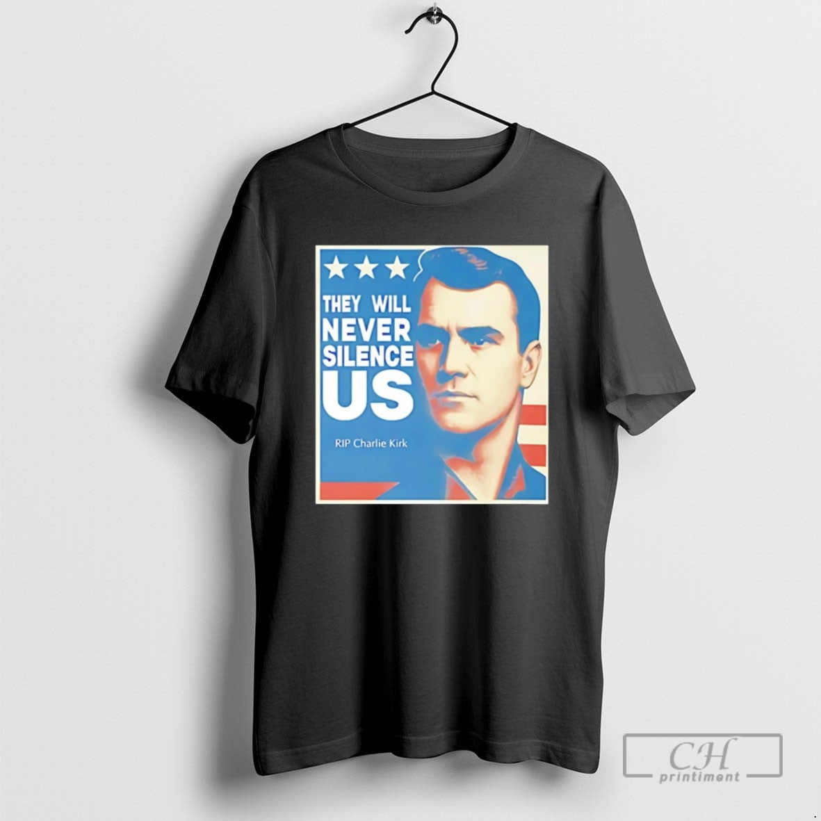 They Will Never Silence Charlie Kirk - Adult & Kids T-Shirts, Sweatshirts & Hoodies apparel design preview 1