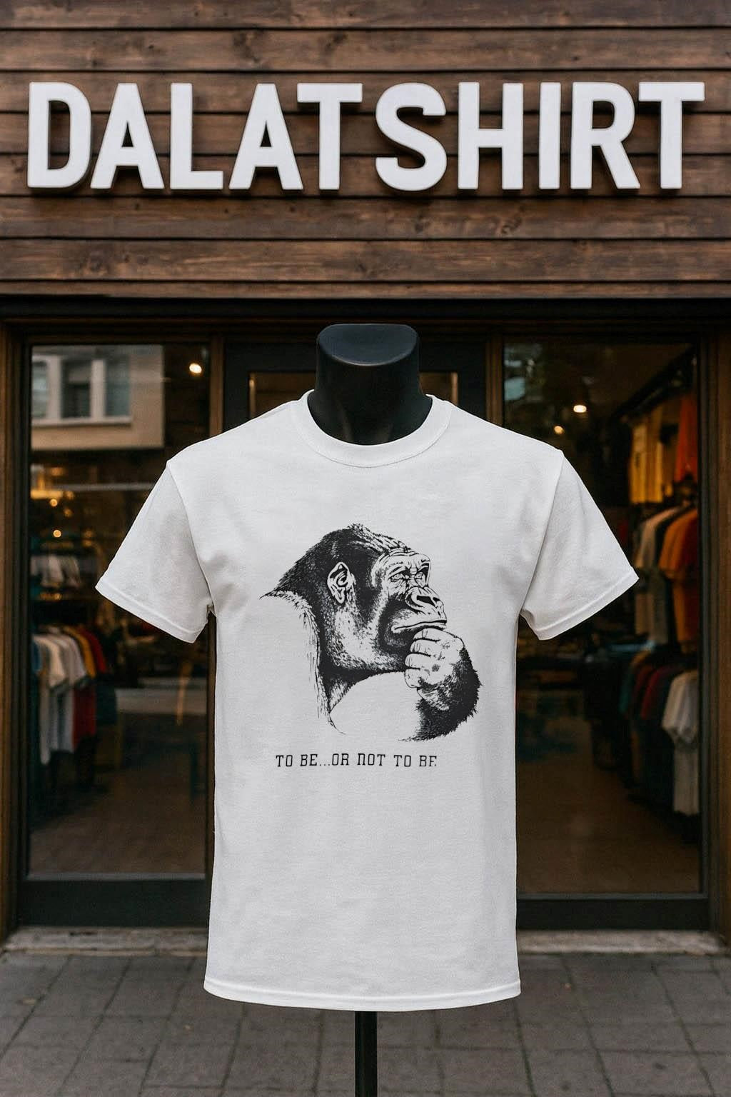 Thinking Gorilla To Be Or Not - Adult & Kids T-Shirts, Sweatshirts & Hoodies apparel design preview 1