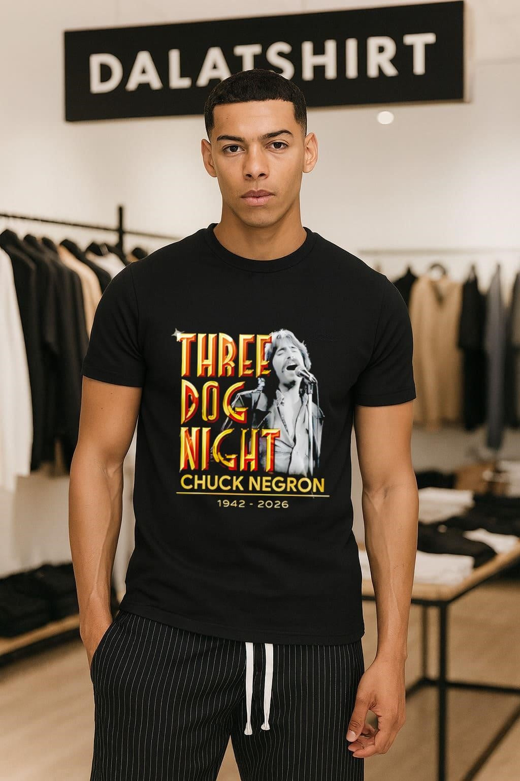Three Dog Night Chuck Negron 1942 To 2026 Memorial - Adult & Kids T-Shirts, Sweatshirts & Hoodies apparel design preview 1