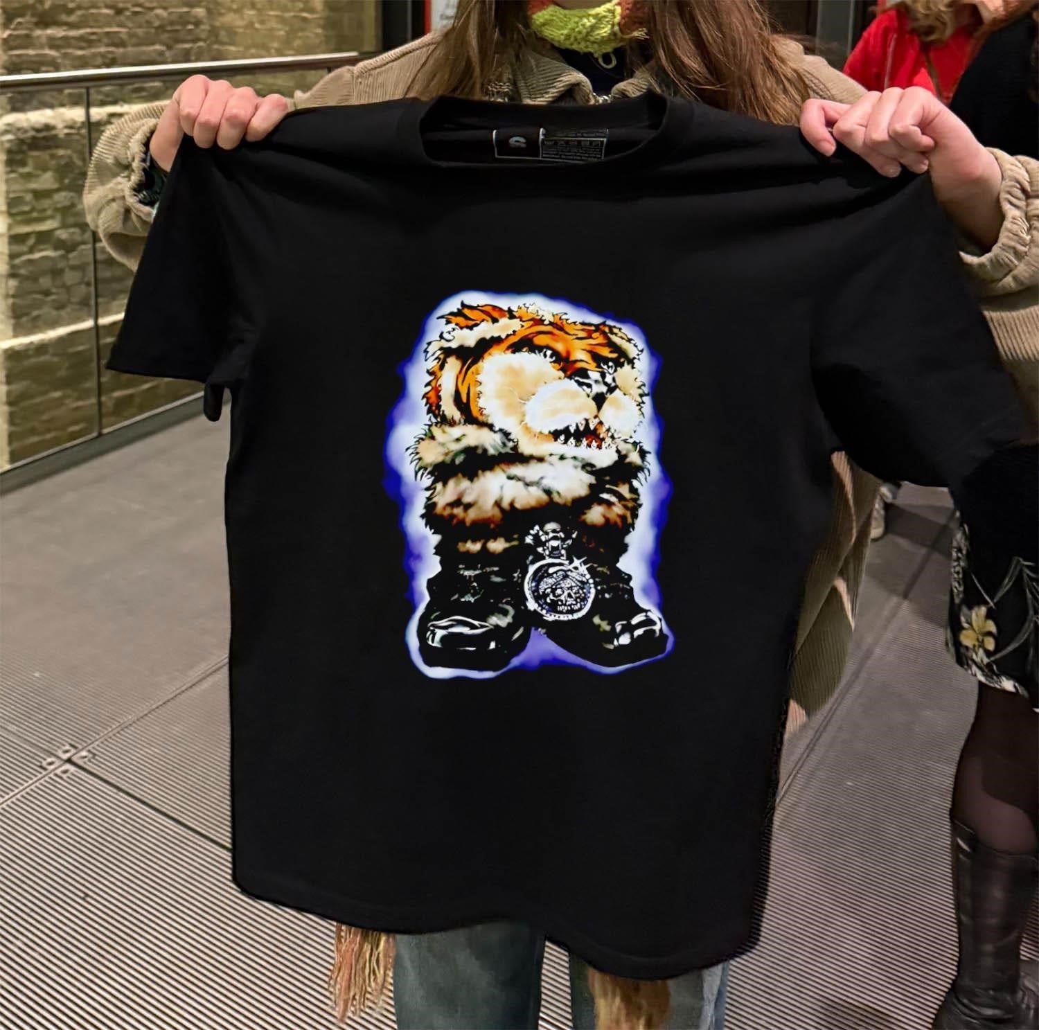 Tiger Head Furry Animal Face With Skull - Adult & Kids T-Shirts, Sweatshirts & Hoodies apparel design preview 2