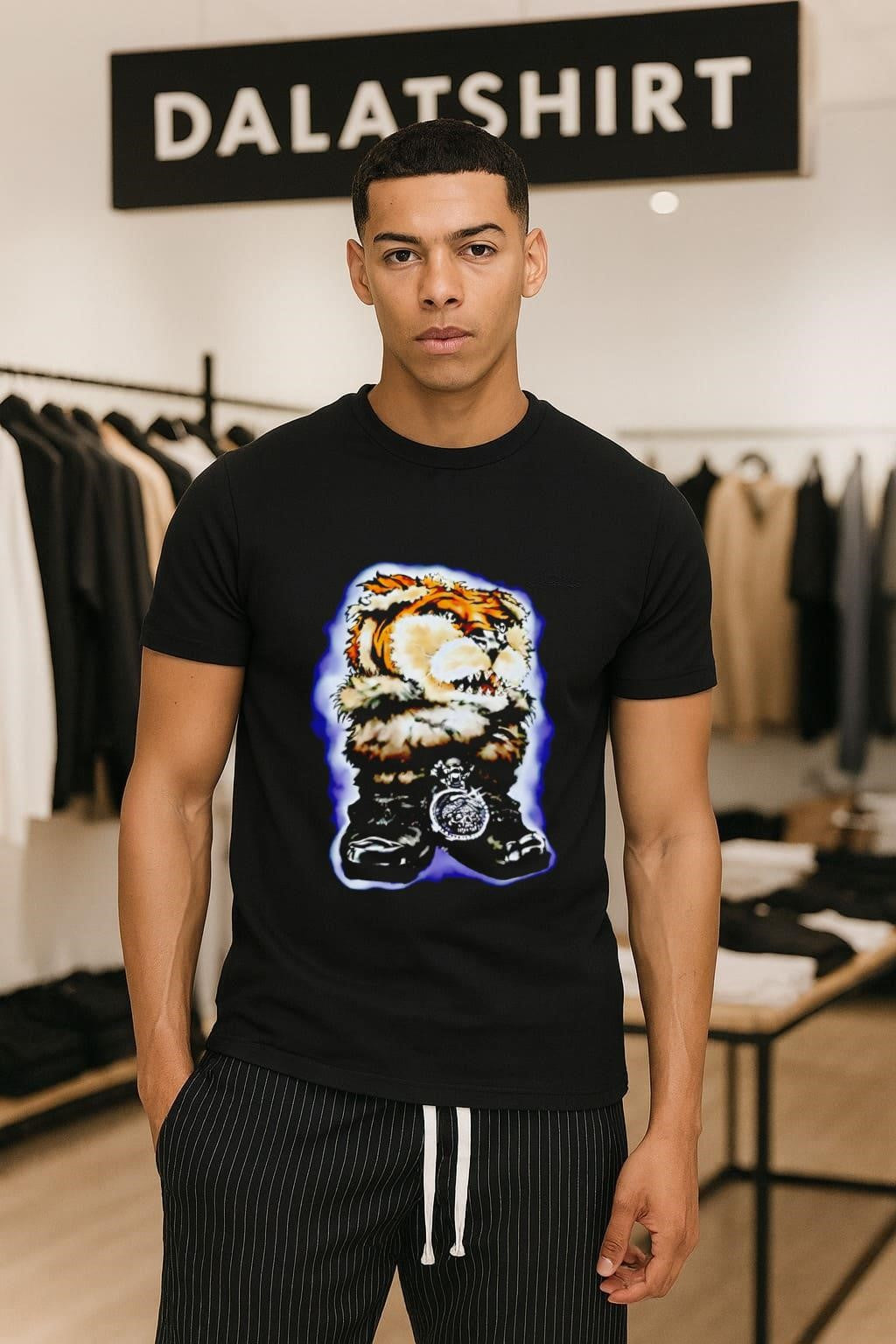 Tiger Head Furry Animal Face With Skull - Adult & Kids T-Shirts, Sweatshirts & Hoodies apparel design preview 1