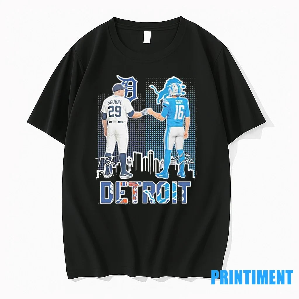 Tigers Tarik Skubal And Lions Jared Goff Detroit - Adult & Kids T-Shirts, Sweatshirts & Hoodies apparel design preview 1