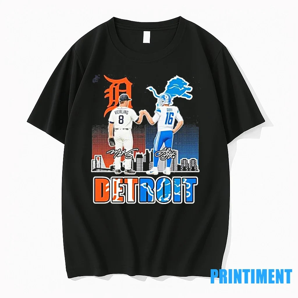 Tigers Vierling And Lions Jared Goff Detroit Sweater - Adult & Kids T-Shirts, Sweatshirts & Hoodies apparel design preview 1