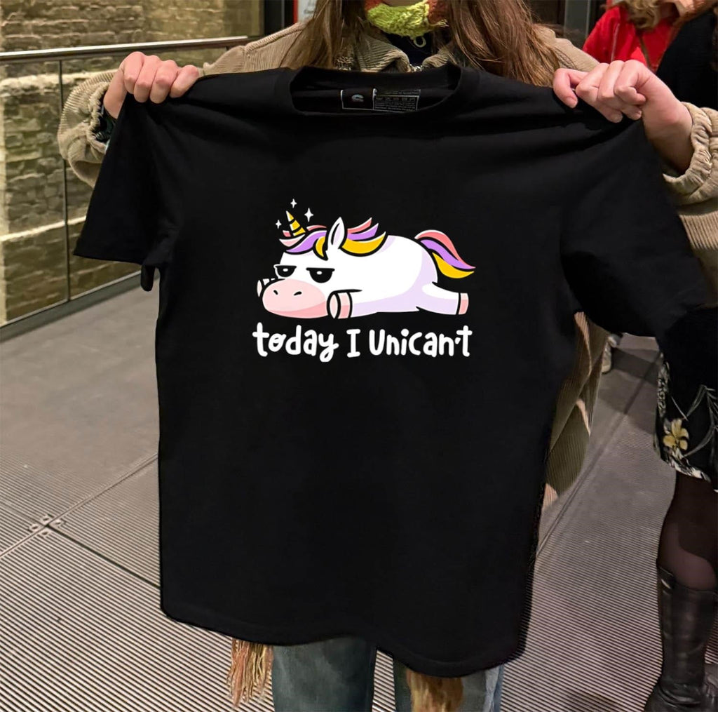 Today I Unicant Lazy Unicorn with Rainbow Hair - Adult & Kids T-Shirts, Sweatshirts & Hoodies apparel design preview 2