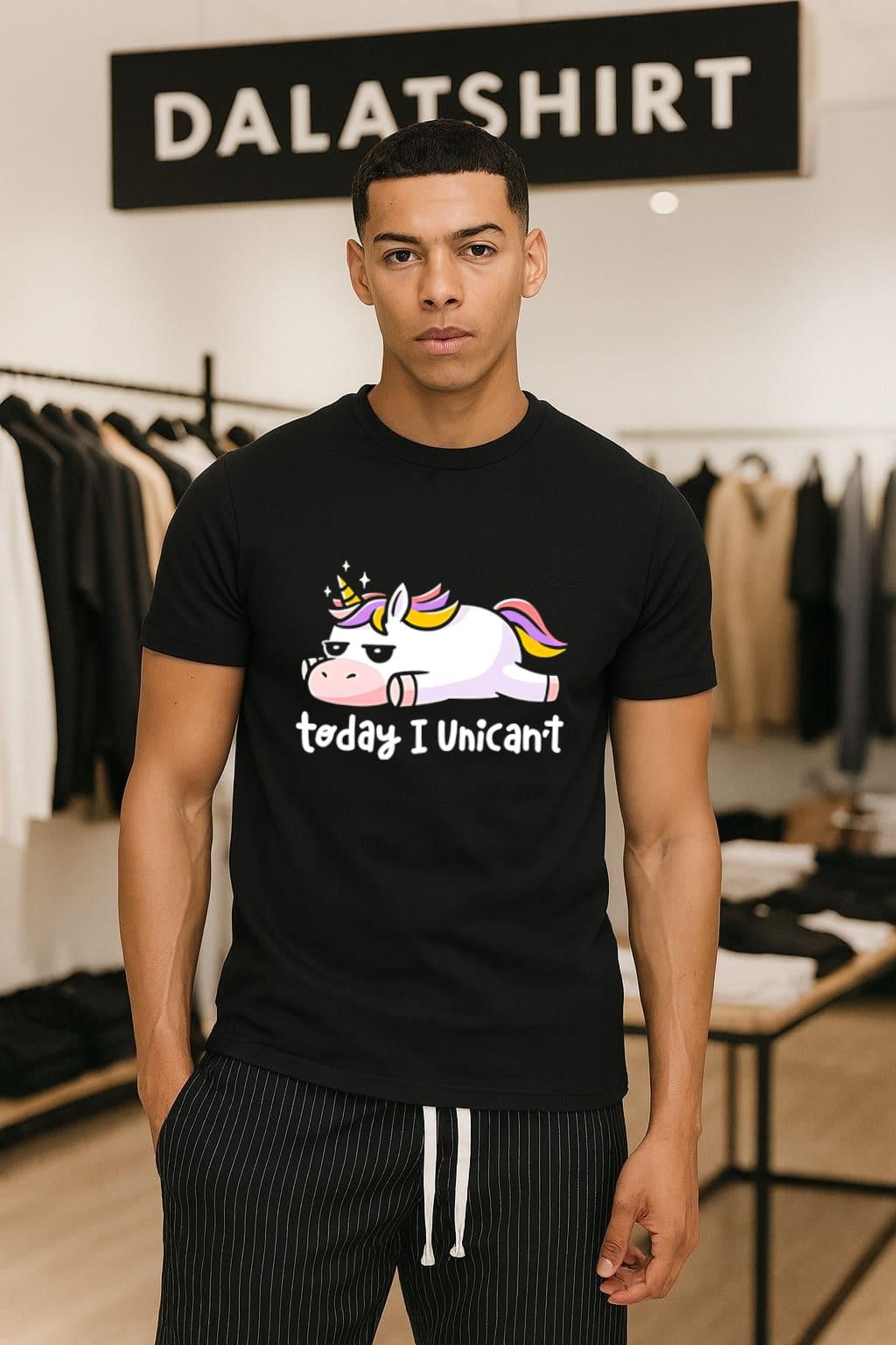 Today I Unicant Lazy Unicorn with Rainbow Hair - Adult & Kids T-Shirts, Sweatshirts & Hoodies apparel design preview 1