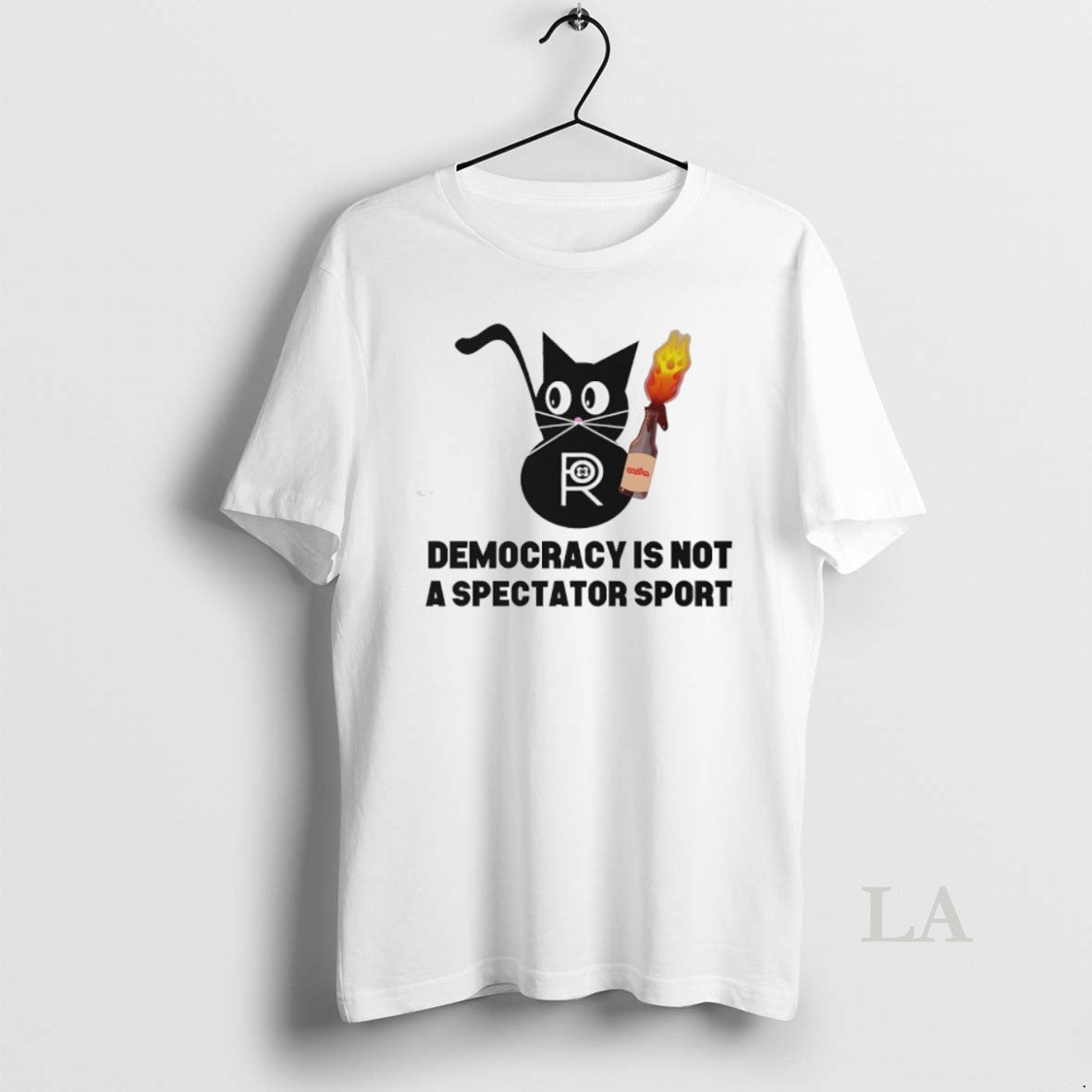 Top Black Cat Democracy Is Not A Spectator Sport - Adult & Kids T-Shirts, Sweatshirts & Hoodies apparel design preview 1