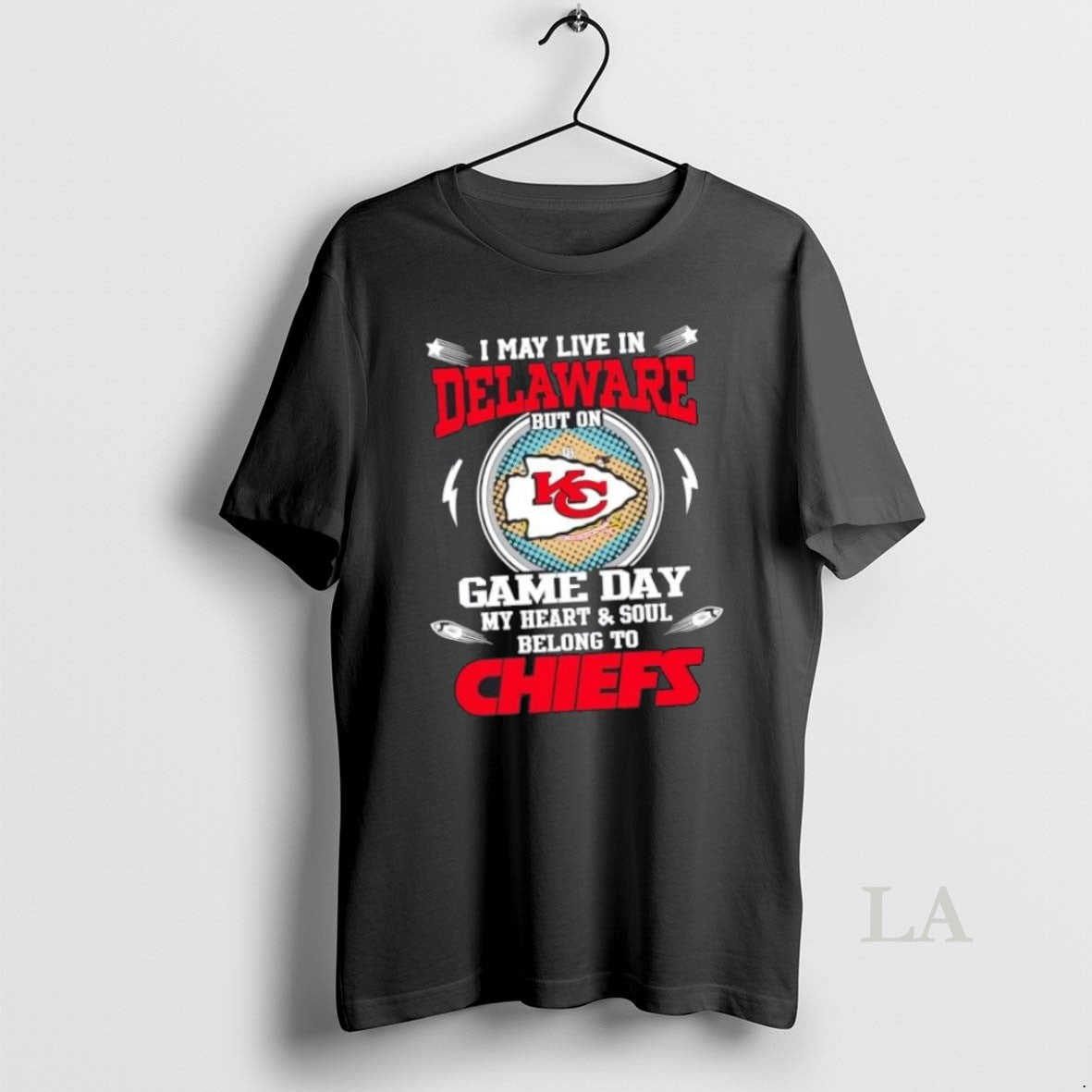 Top I May Live In Delaware But On Game Day My Heart - Adult & Kids T-Shirts, Sweatshirts & Hoodies apparel design preview 1