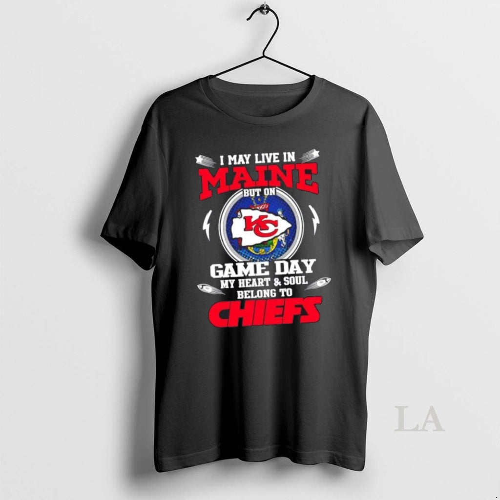 Top I May Live In Maine But On Game Day My Heart And - Adult & Kids T-Shirts, Sweatshirts & Hoodies apparel design preview 1