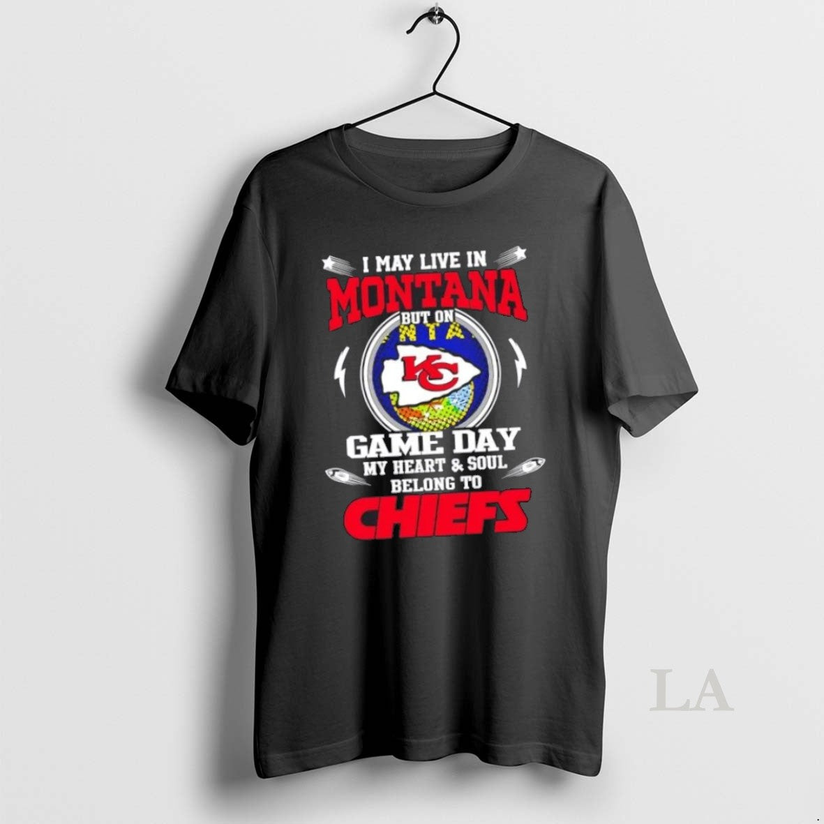 Top I May Live In Montana But On Game Day My Heart - Adult & Kids T-Shirts, Sweatshirts & Hoodies apparel design preview 1