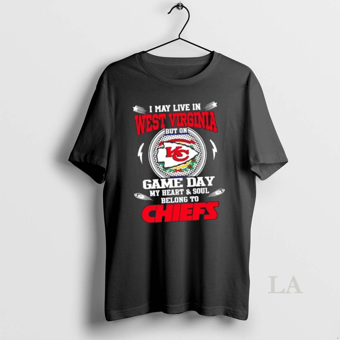 Top I May Live In West Virginia But On Game Day My - Adult & Kids T-Shirts, Sweatshirts & Hoodies apparel design preview 1