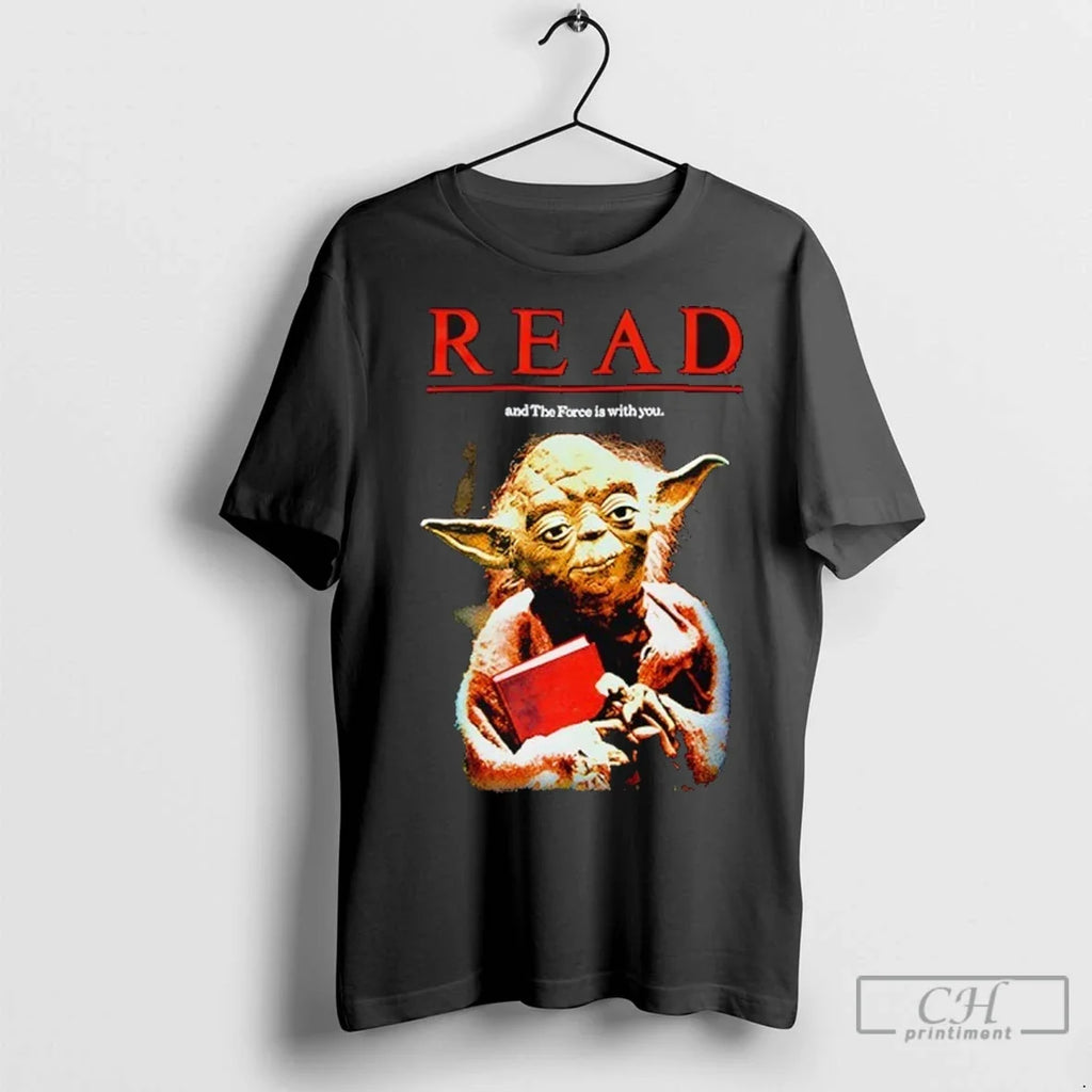 Topher Grace Tom Yoda Read And The Force Is With You - Adult & Kids T-Shirts, Sweatshirts & Hoodies apparel design preview 1