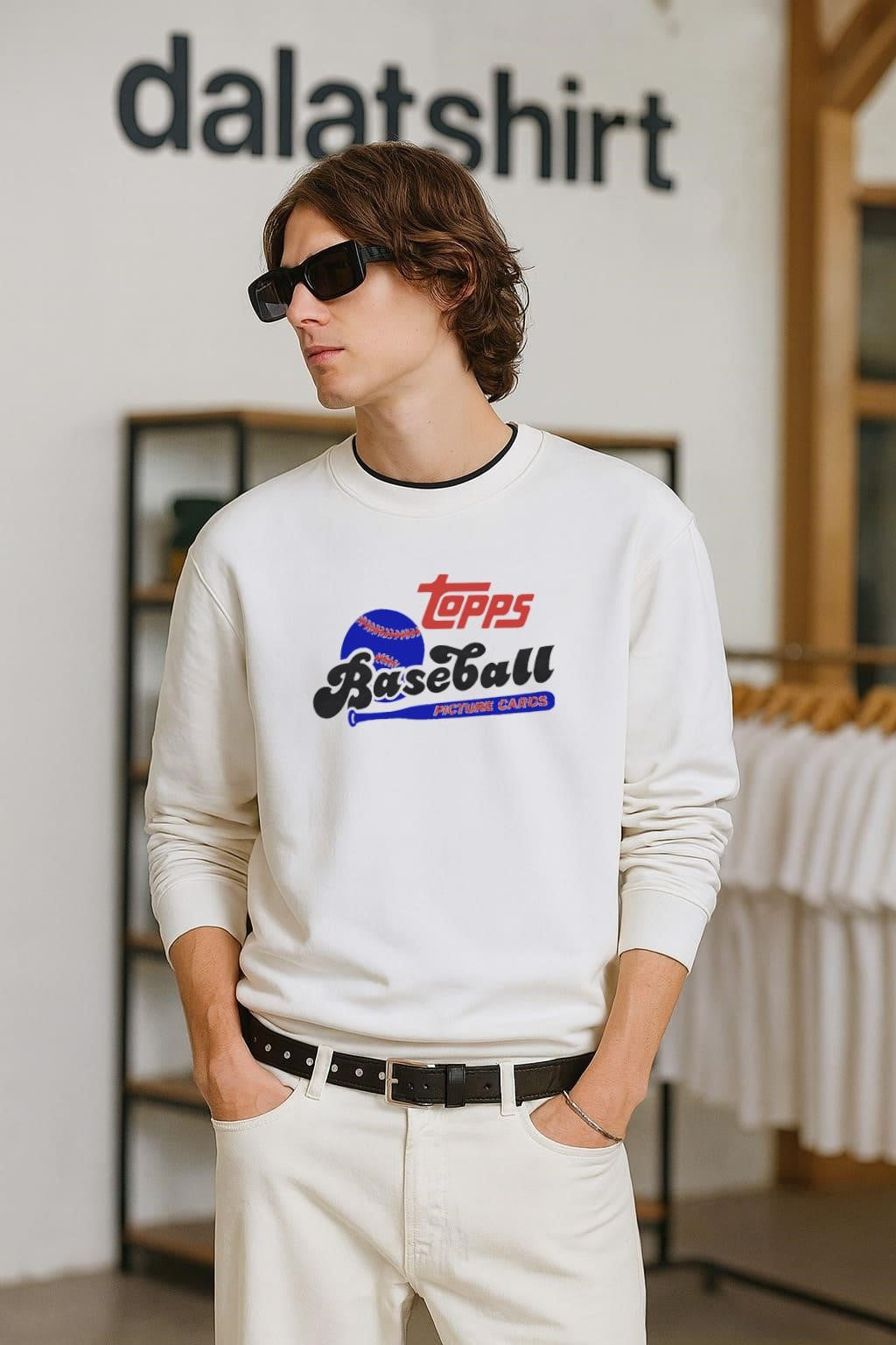 Topps Baseball Picture Cards with Blue Bat and Ball - Adult & Kids T-Shirts, Sweatshirts & Hoodies apparel design preview 2