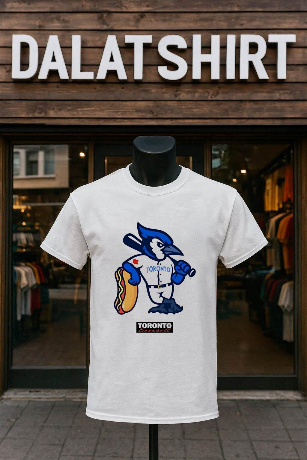 Toronto Baseball Blue Jay Mascot Giant Hot Dog - Adult & Kids T-Shirts, Sweatshirts & Hoodies apparel design preview 1