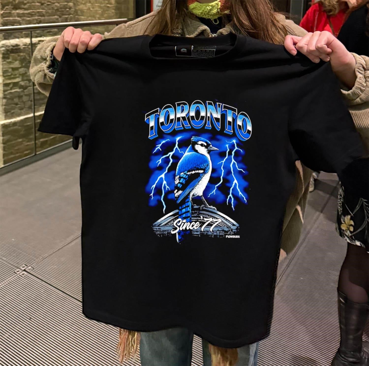 Toronto Blue Jay Since 77 Lightning Bolt - Adult & Kids T-Shirts, Sweatshirts & Hoodies apparel design preview 2