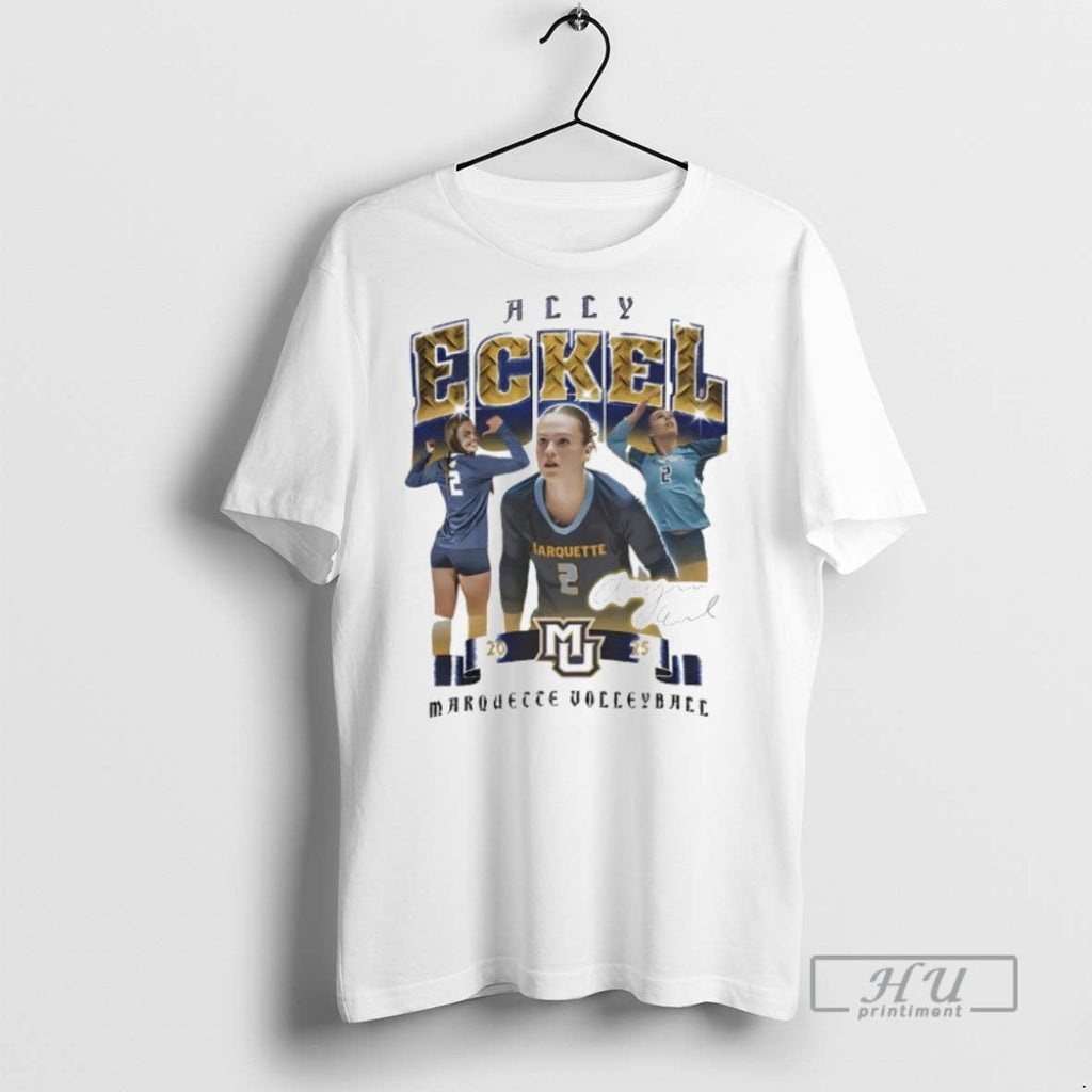 Trending Allyson Eckel Marquette Volleyball Signature - Adult & Kids T-Shirts, Sweatshirts & Hoodies apparel design preview 1