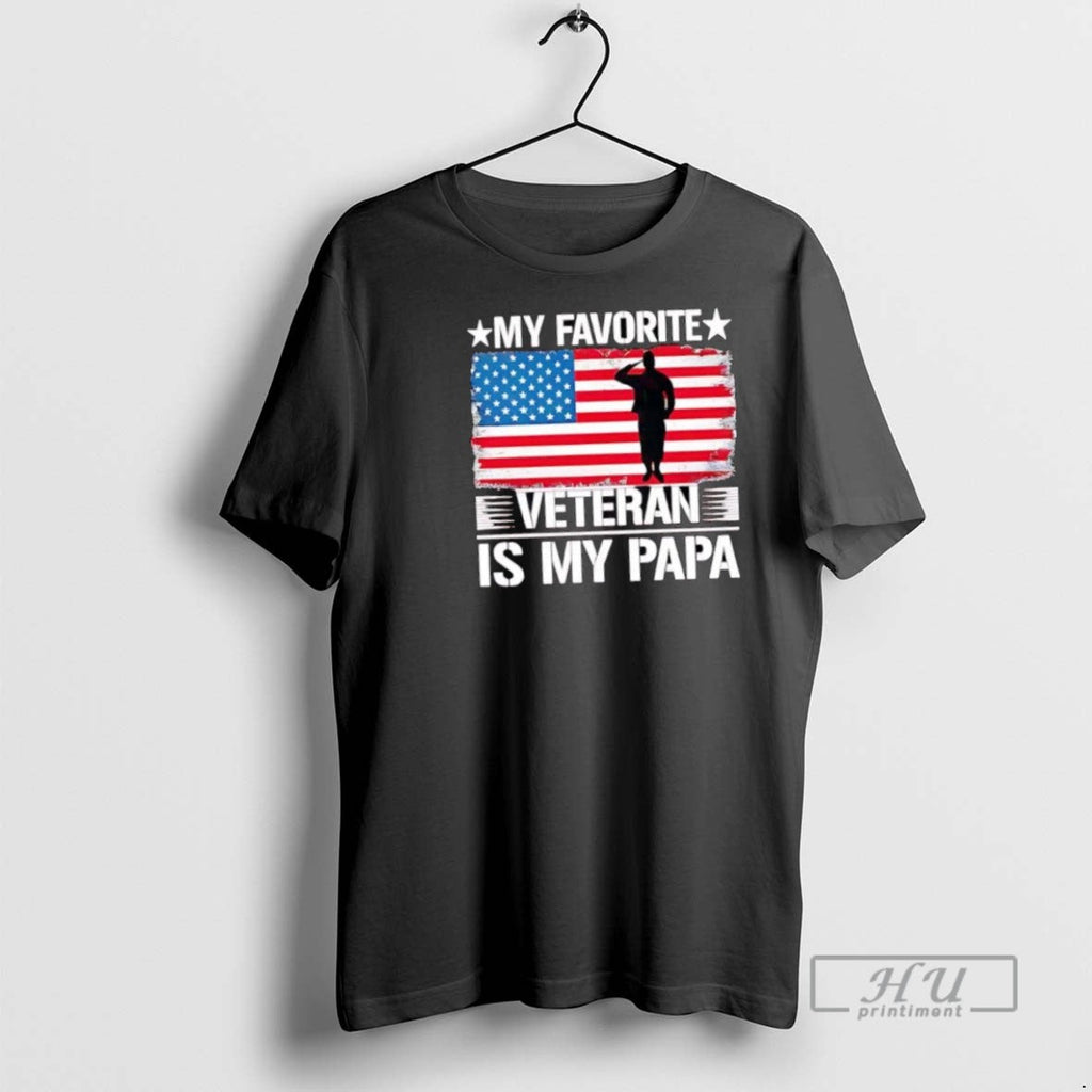 Trending American My Favorite Veteran Is Papa - Adult & Kids T-Shirts, Sweatshirts & Hoodies apparel design preview 1
