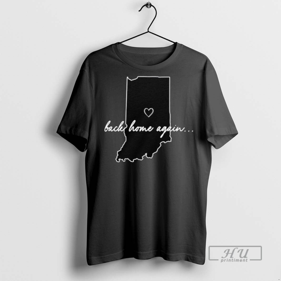 Trending Back Home Again Indiana Map Graphic - Adult & Kids T-Shirts, Sweatshirts & Hoodies apparel design preview 1