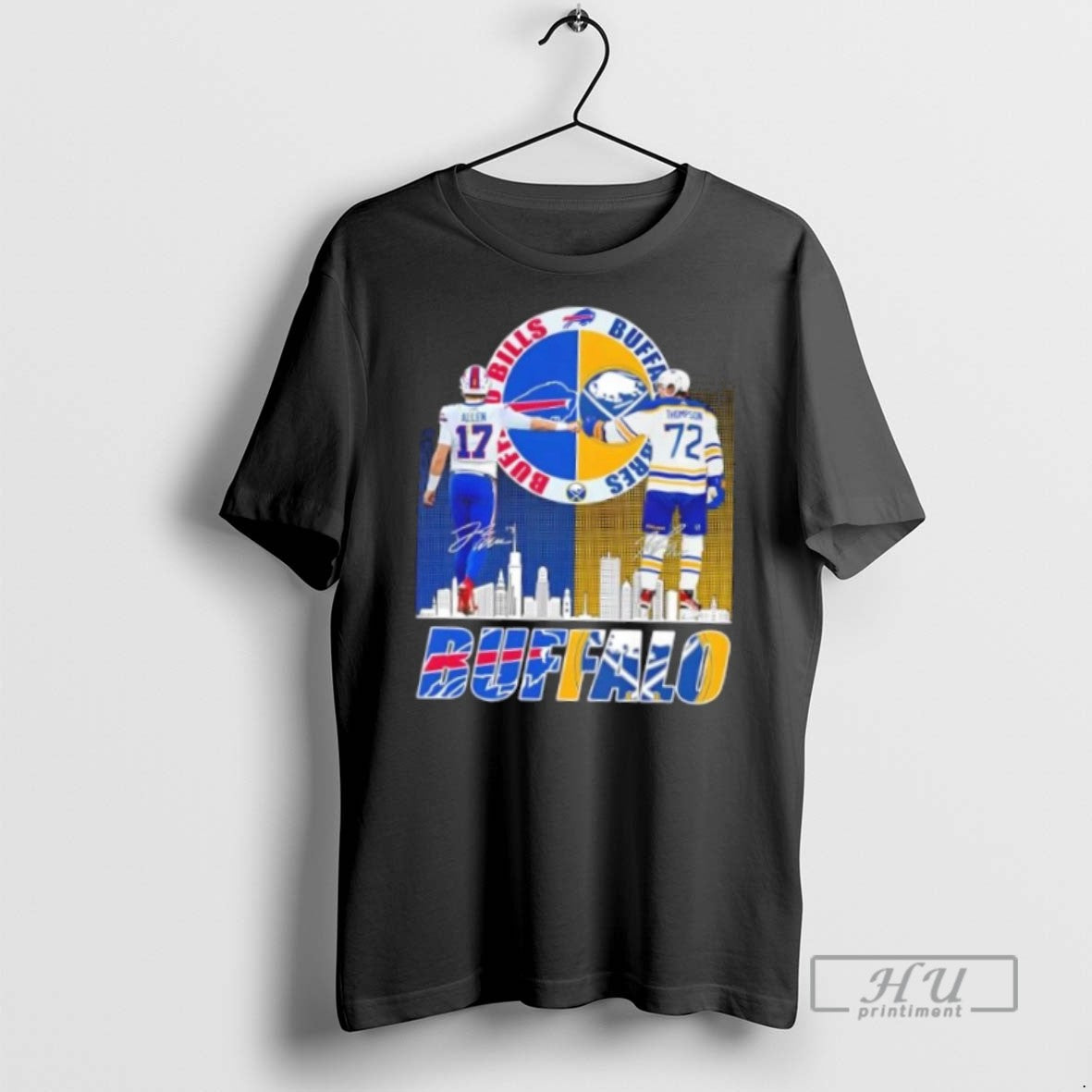 Trending Buffalo Sports Allen Bills X Thompson Sabres - Adult & Kids T-Shirts, Sweatshirts & Hoodies apparel design preview 1