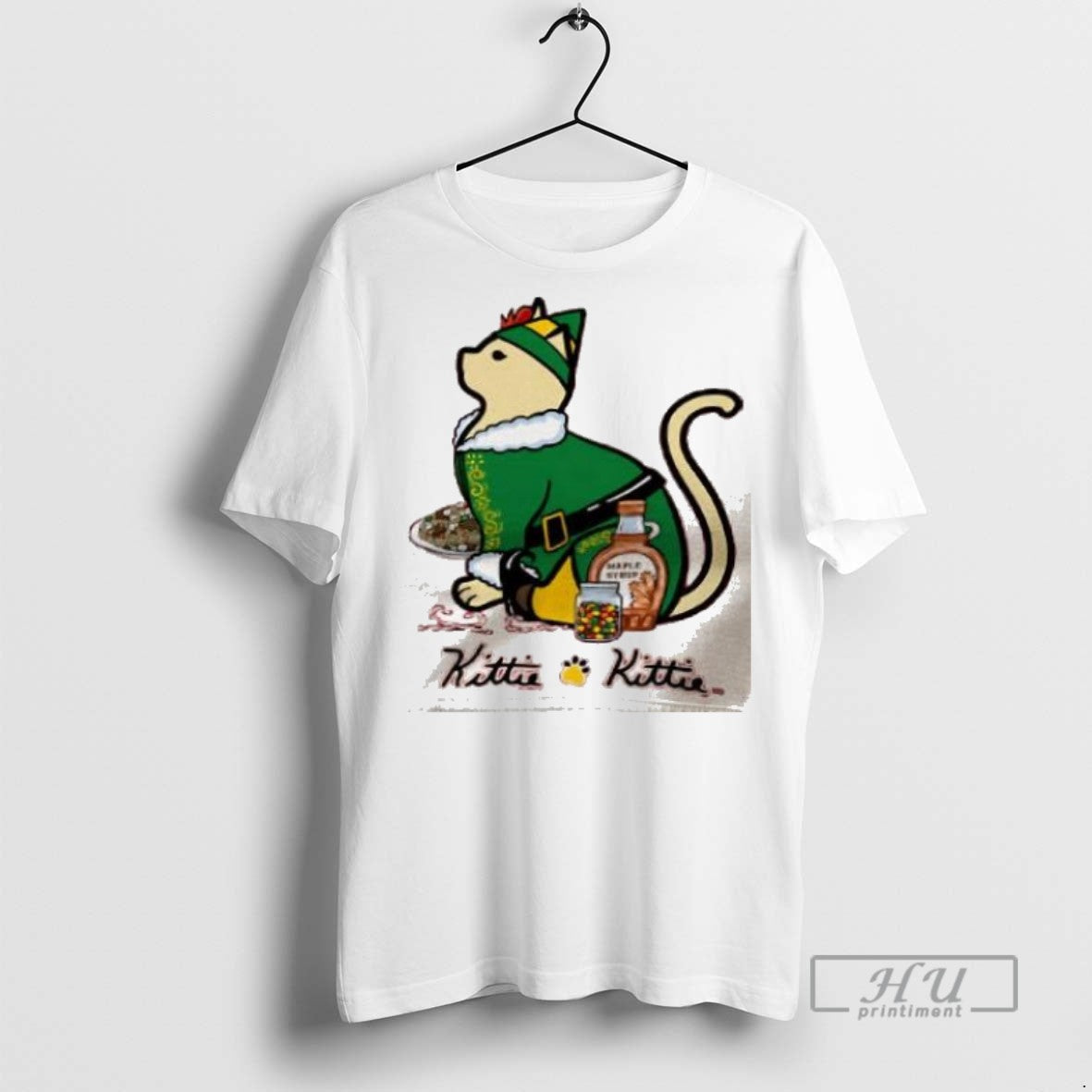 Trending Christmas Elf Kittie Maple Syrup Bottle - Adult & Kids T-Shirts, Sweatshirts & Hoodies apparel design preview 1