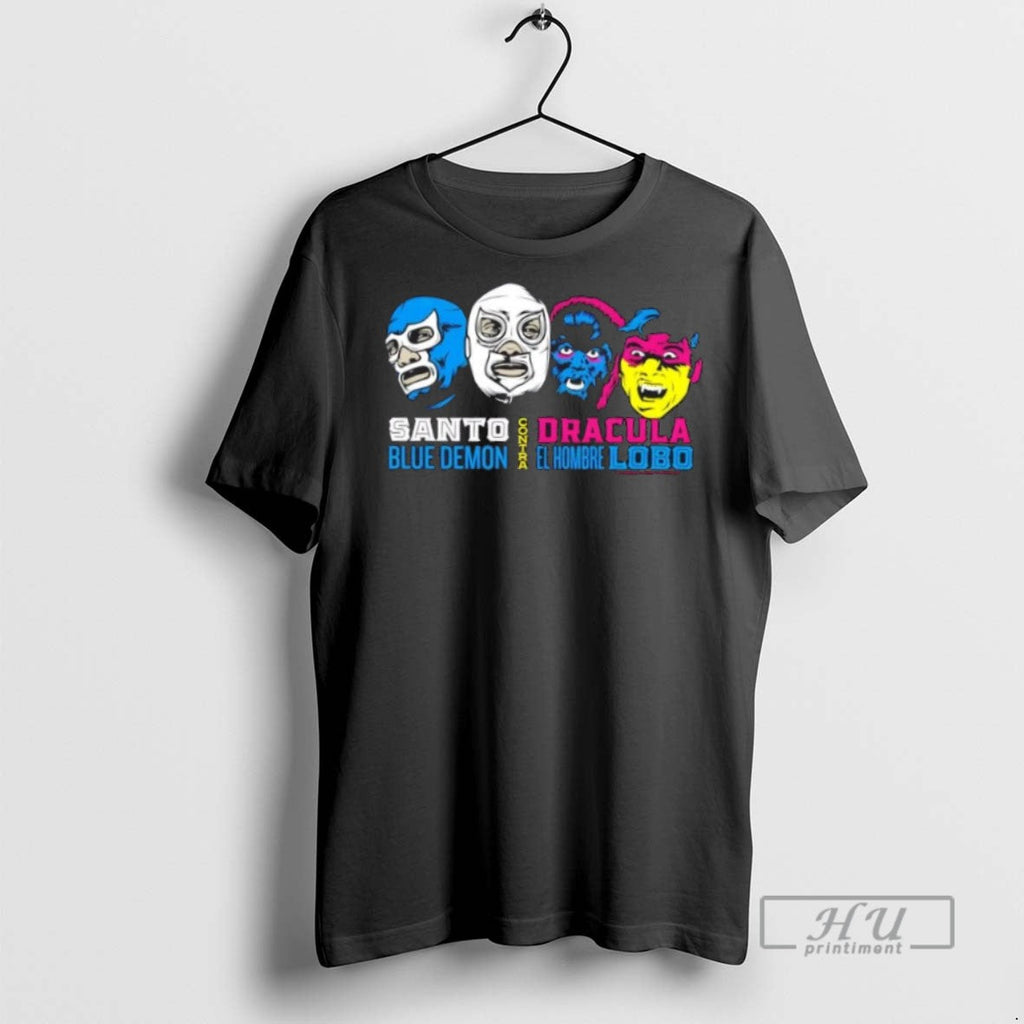 Trending Cinelucha Santo And Demon Vs Dracula Hombre - Adult & Kids T-Shirts, Sweatshirts & Hoodies apparel design preview 1