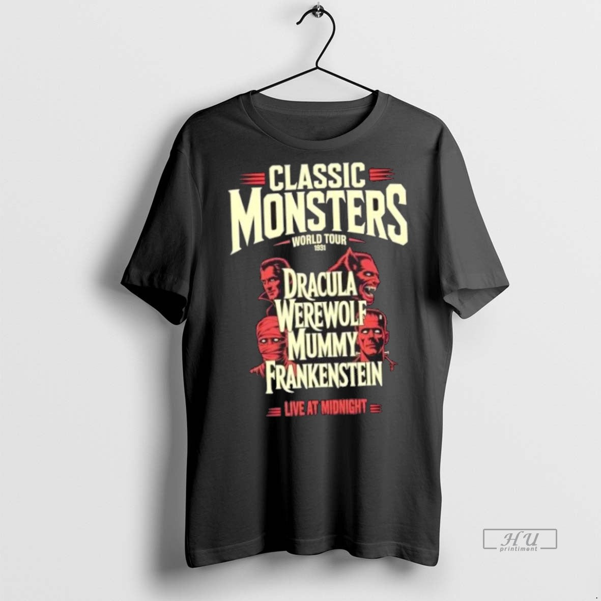 Trending Classic Monsters World Tour 1931 Dracula - Adult & Kids T-Shirts, Sweatshirts & Hoodies apparel design preview 1