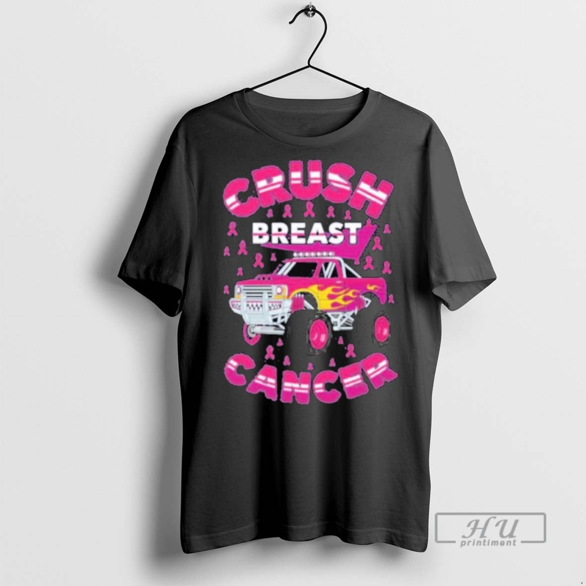 Trending Crush Breast Cancer Monster Truck Girls Boys - Adult & Kids T-Shirts, Sweatshirts & Hoodies apparel design preview 1