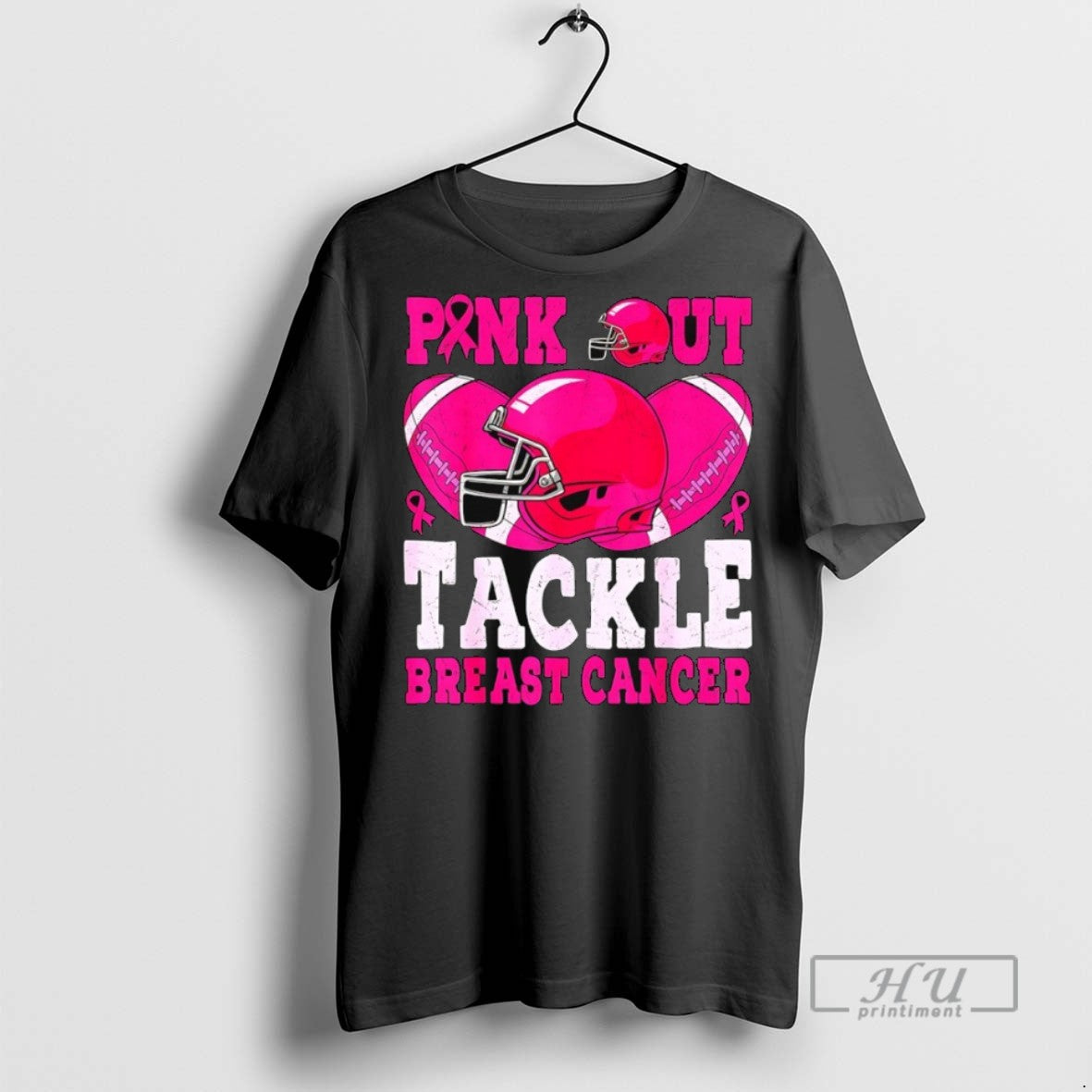 Trending Football Pink Out Tackle Breast Cancer - Adult & Kids T-Shirts, Sweatshirts & Hoodies apparel design preview 1