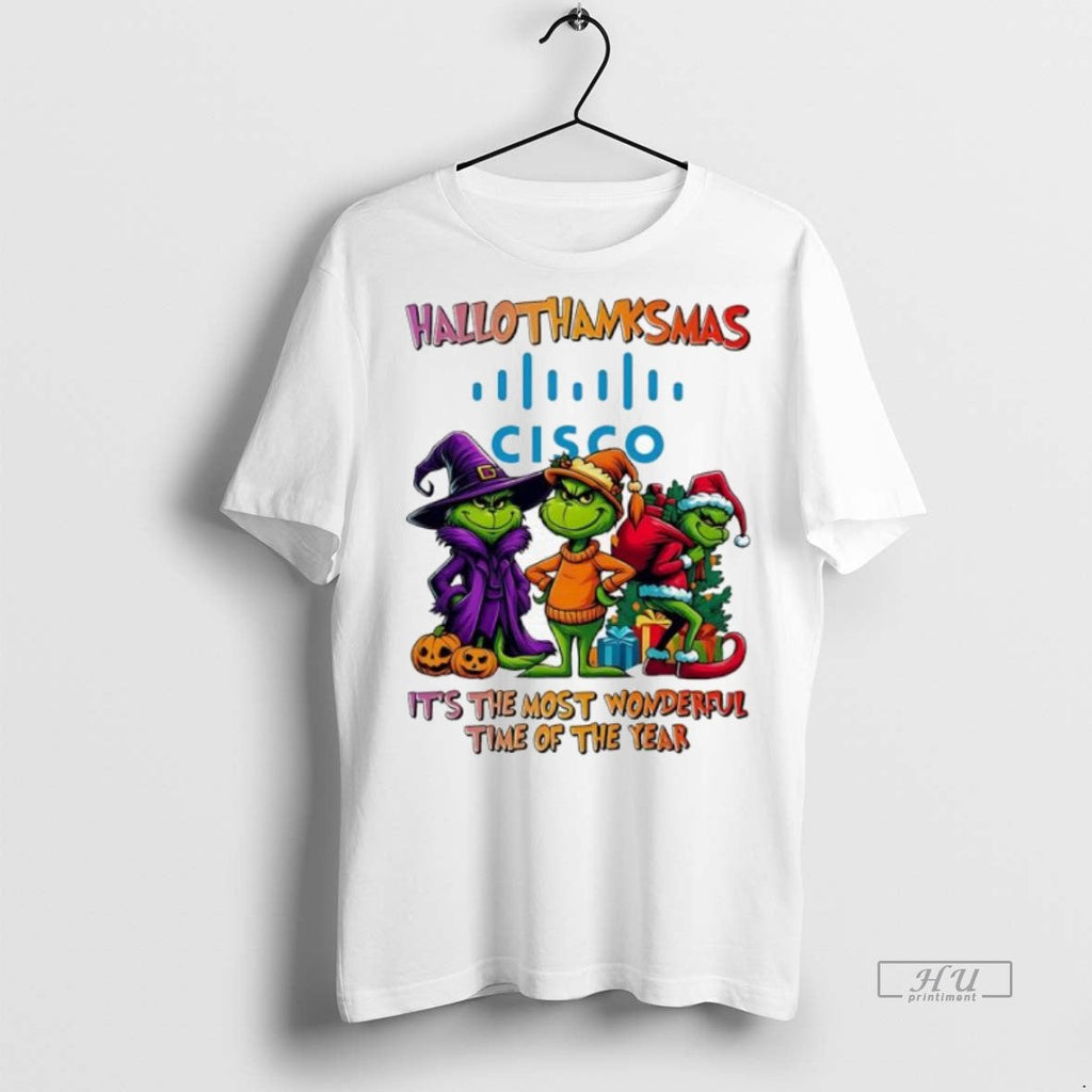 Trending Grinch Hallothanksmas X Cisco Systems Inc - Adult & Kids T-Shirts, Sweatshirts & Hoodies apparel design preview 1