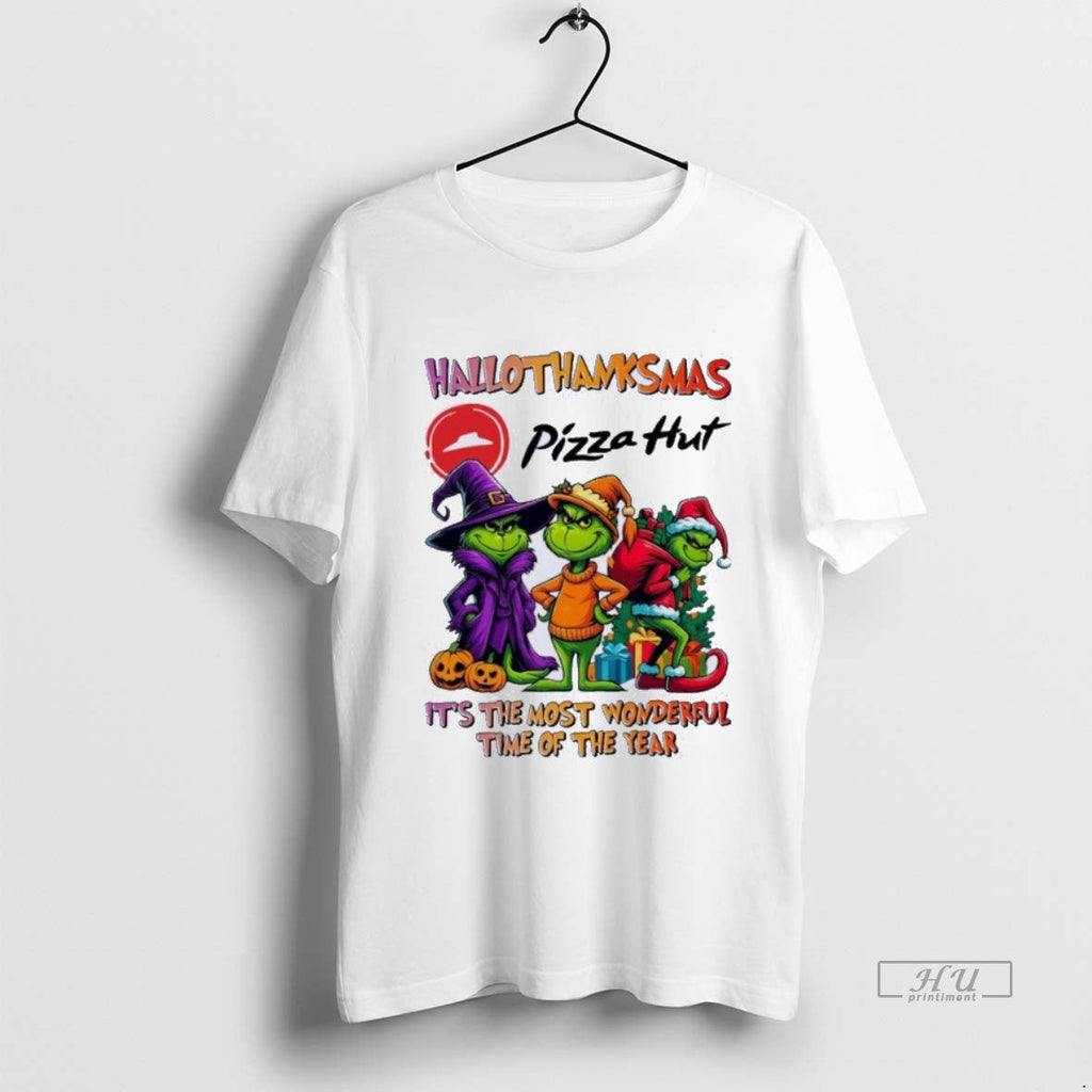 Trending Grinch X Pizza Hut Hallothanksmas Its The - Adult & Kids T-Shirts, Sweatshirts & Hoodies apparel design preview 1