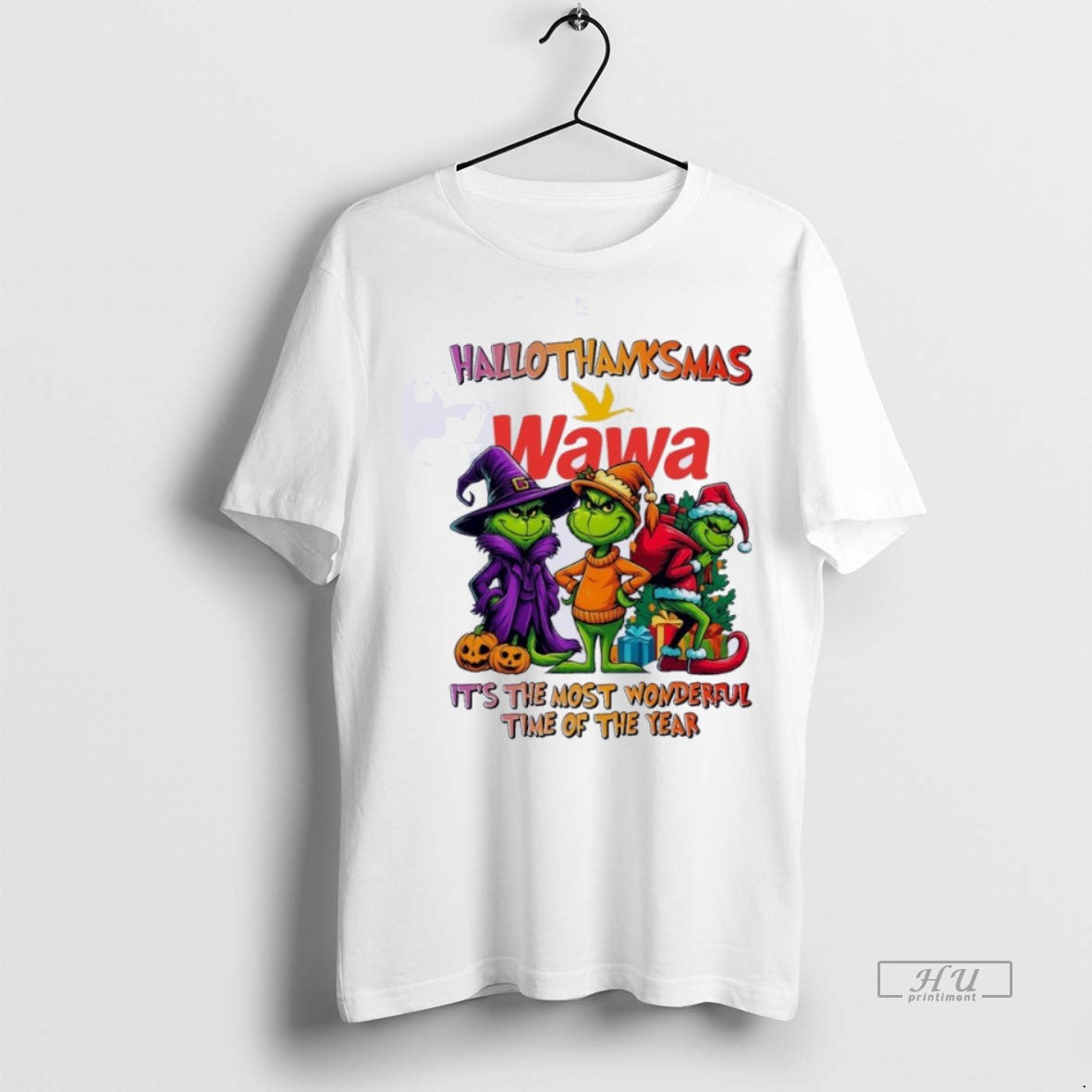 Trending Grinch X Wawa Hallothanksmas Its The Most - Adult & Kids T-Shirts, Sweatshirts & Hoodies apparel design preview 1