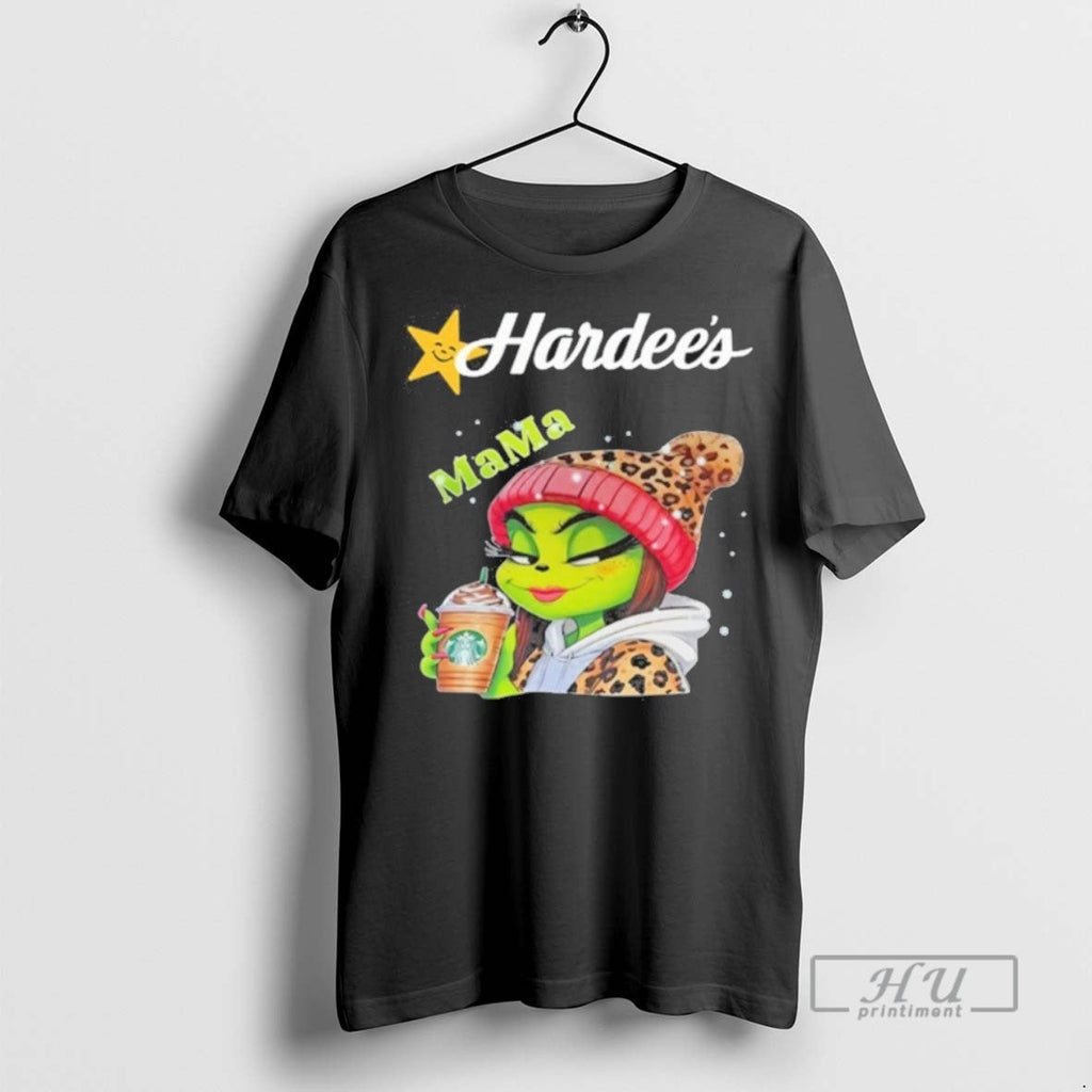 Trending Hardees Logo Mama Grinch Drink Coffee - Adult & Kids T-Shirts, Sweatshirts & Hoodies apparel design preview 1