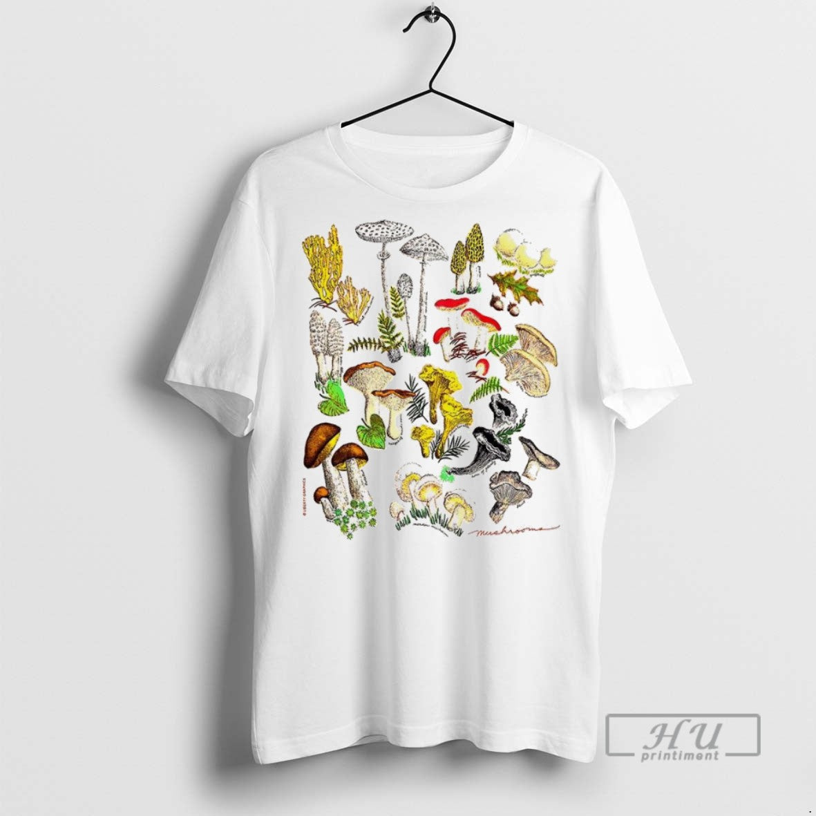 Trending Illustrated Prints Of Mushrooms Natural - Adult & Kids T-Shirts, Sweatshirts & Hoodies apparel design preview 1