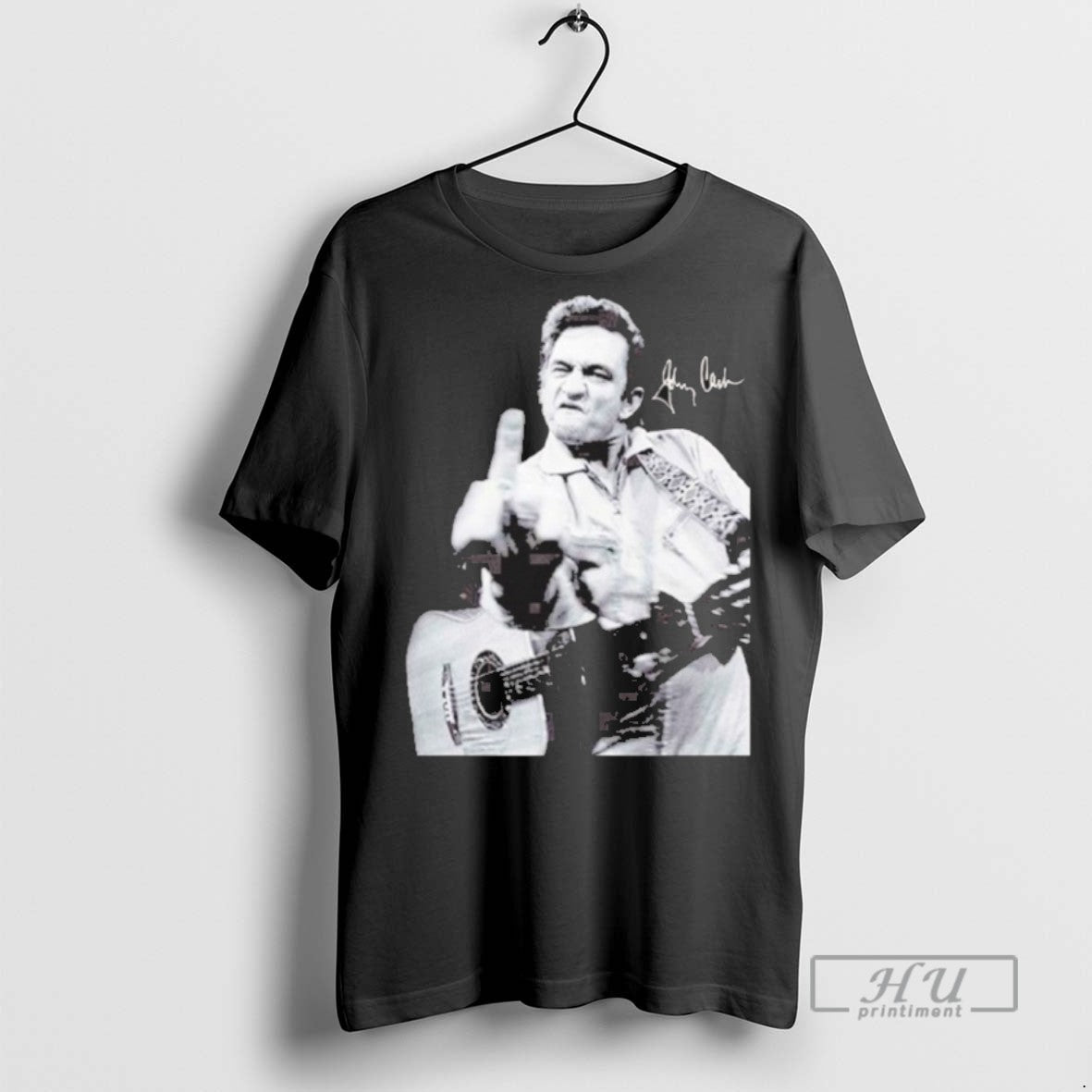 Trending Johnny Cash Middle Finger Signature - Adult & Kids T-Shirts, Sweatshirts & Hoodies apparel design preview 1