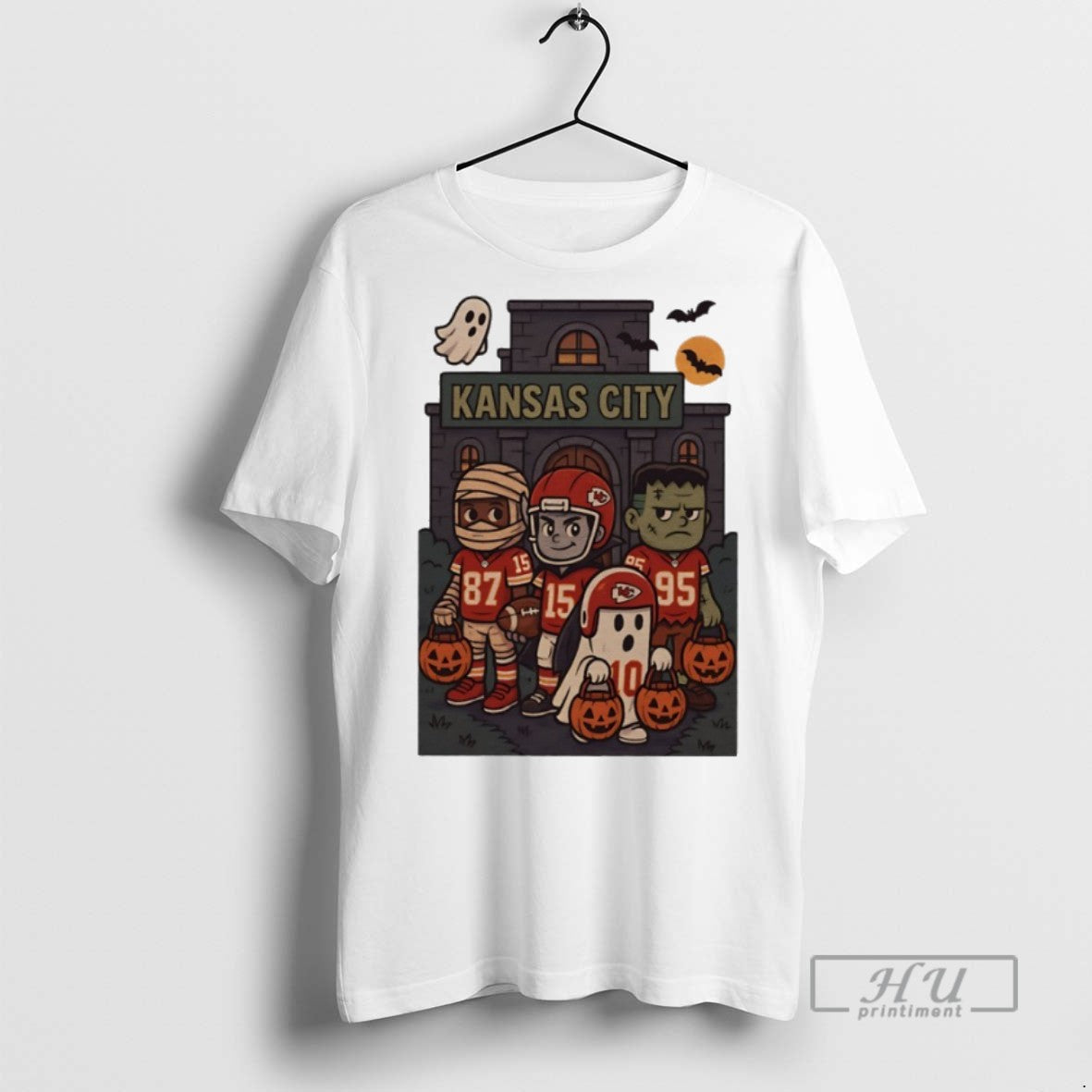 Trending Kansas City Chiefs Halloween Pumpkin 2025 - Adult & Kids T-Shirts, Sweatshirts & Hoodies apparel design preview 1