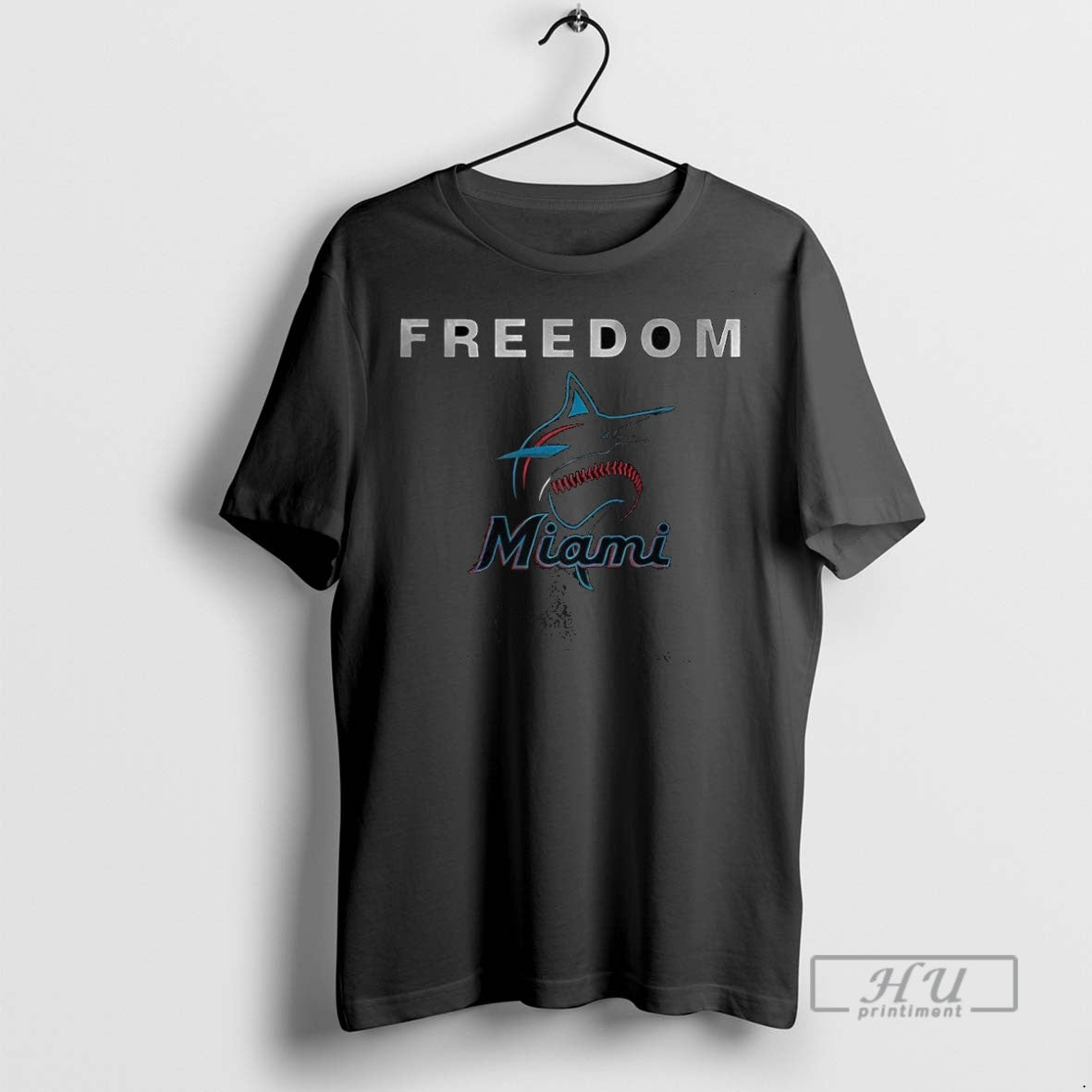 Trending Miami Marlins Baseball Freedom Logo - Adult & Kids T-Shirts, Sweatshirts & Hoodies apparel design preview 1