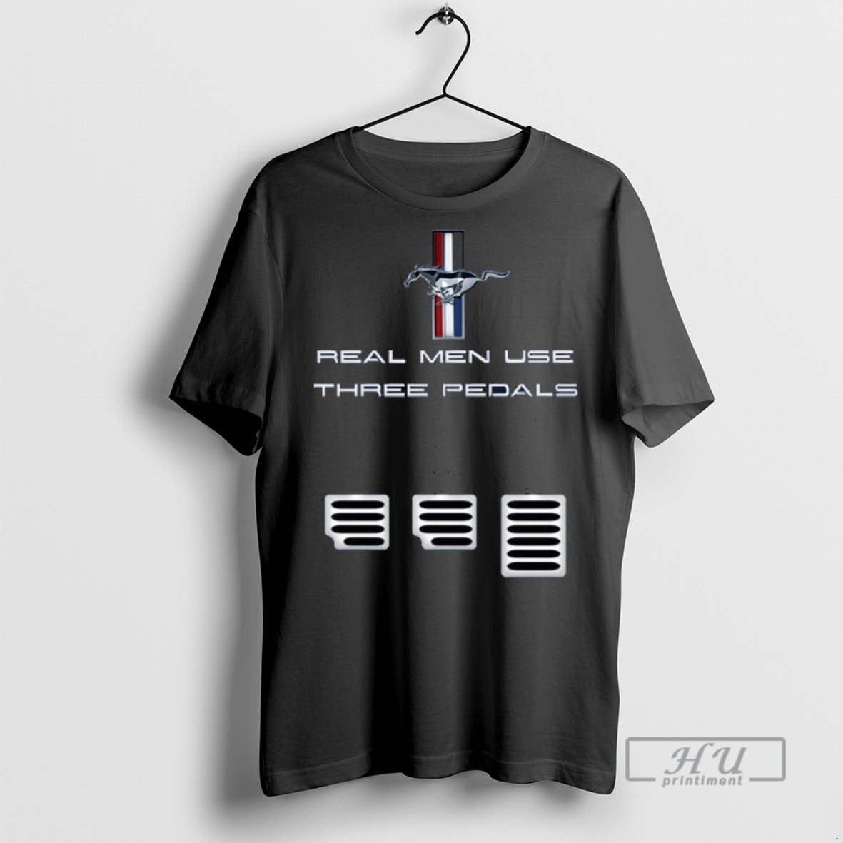 Trending Mustang Real Men Use Three Pedals - Adult & Kids T-Shirts, Sweatshirts & Hoodies apparel design preview 1