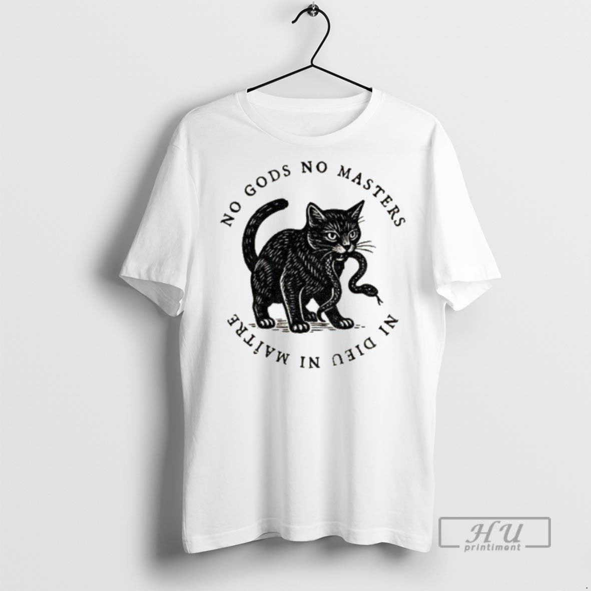 Trending No Kings Gods Masters Cat Ni Dieu Maitre - Adult & Kids T-Shirts, Sweatshirts & Hoodies apparel design preview 1