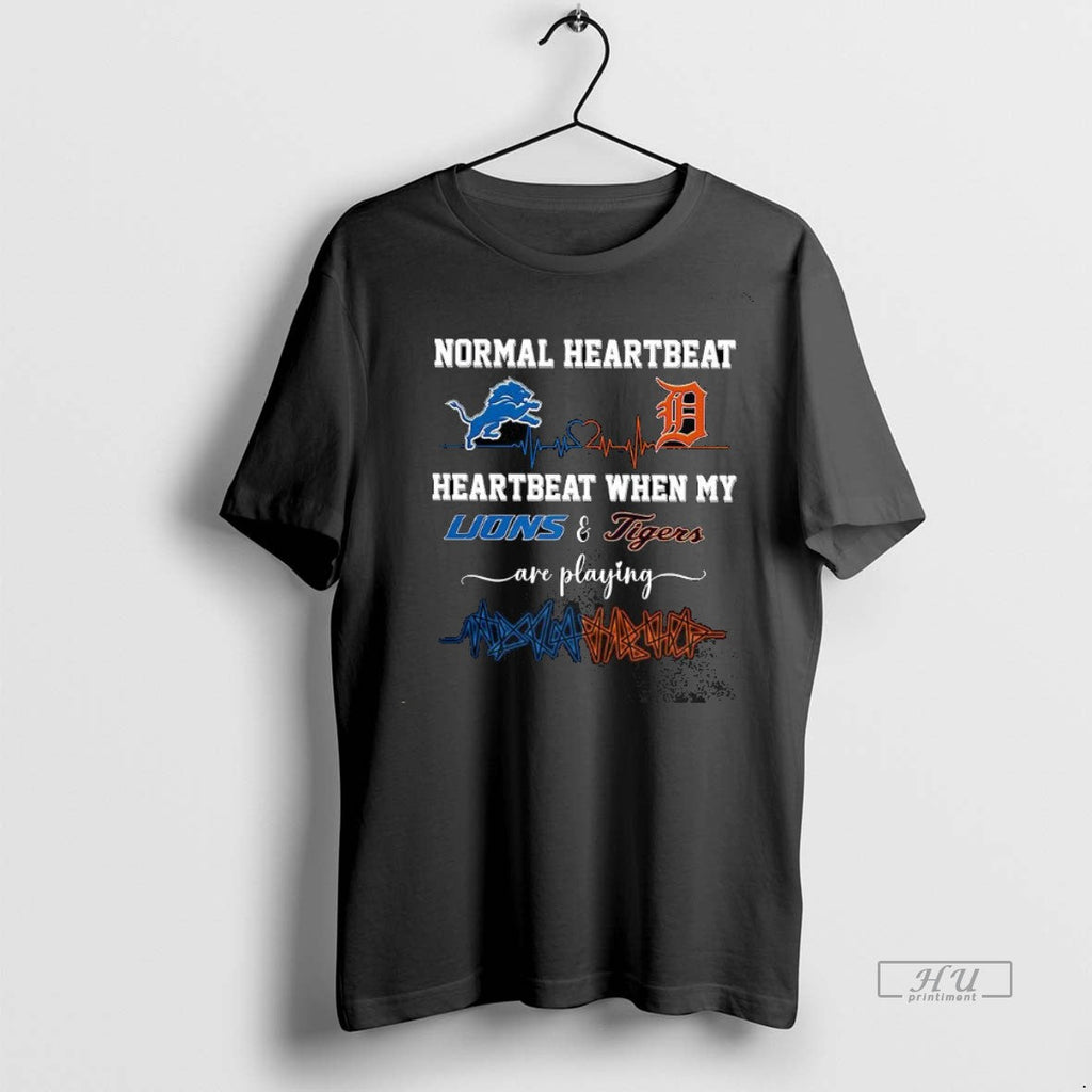 Trending Normal Heartbeat And When My Detroit Lions - Adult & Kids T-Shirts, Sweatshirts & Hoodies apparel design preview 1