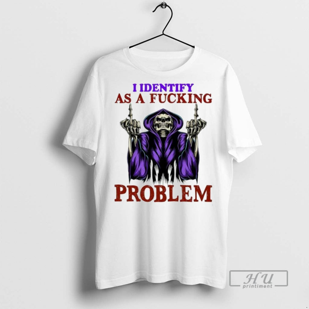 Trending Official Skeleton I Identify As A Fucking - Adult & Kids T-Shirts, Sweatshirts & Hoodies apparel design preview 1