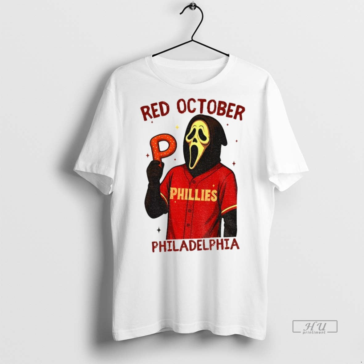Trending Officials Ghost Face Phillies Red October - Adult & Kids T-Shirts, Sweatshirts & Hoodies apparel design preview 1