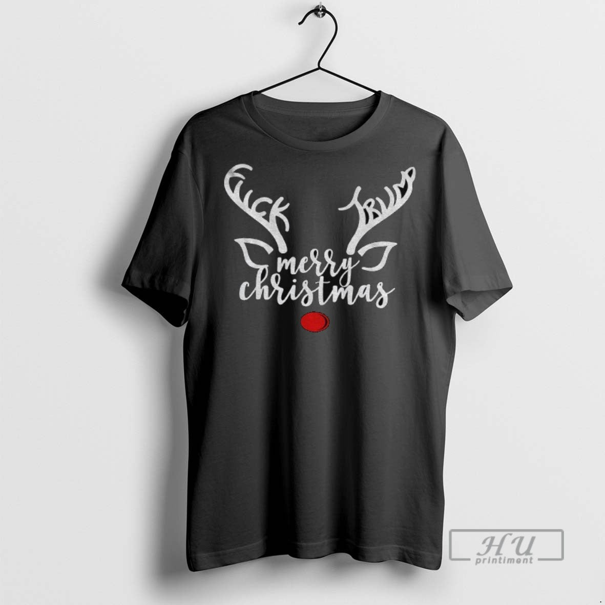 Trending Reindeer Merry Christmas Fuck Trump Graphic - Adult & Kids T-Shirts, Sweatshirts & Hoodies apparel design preview 1